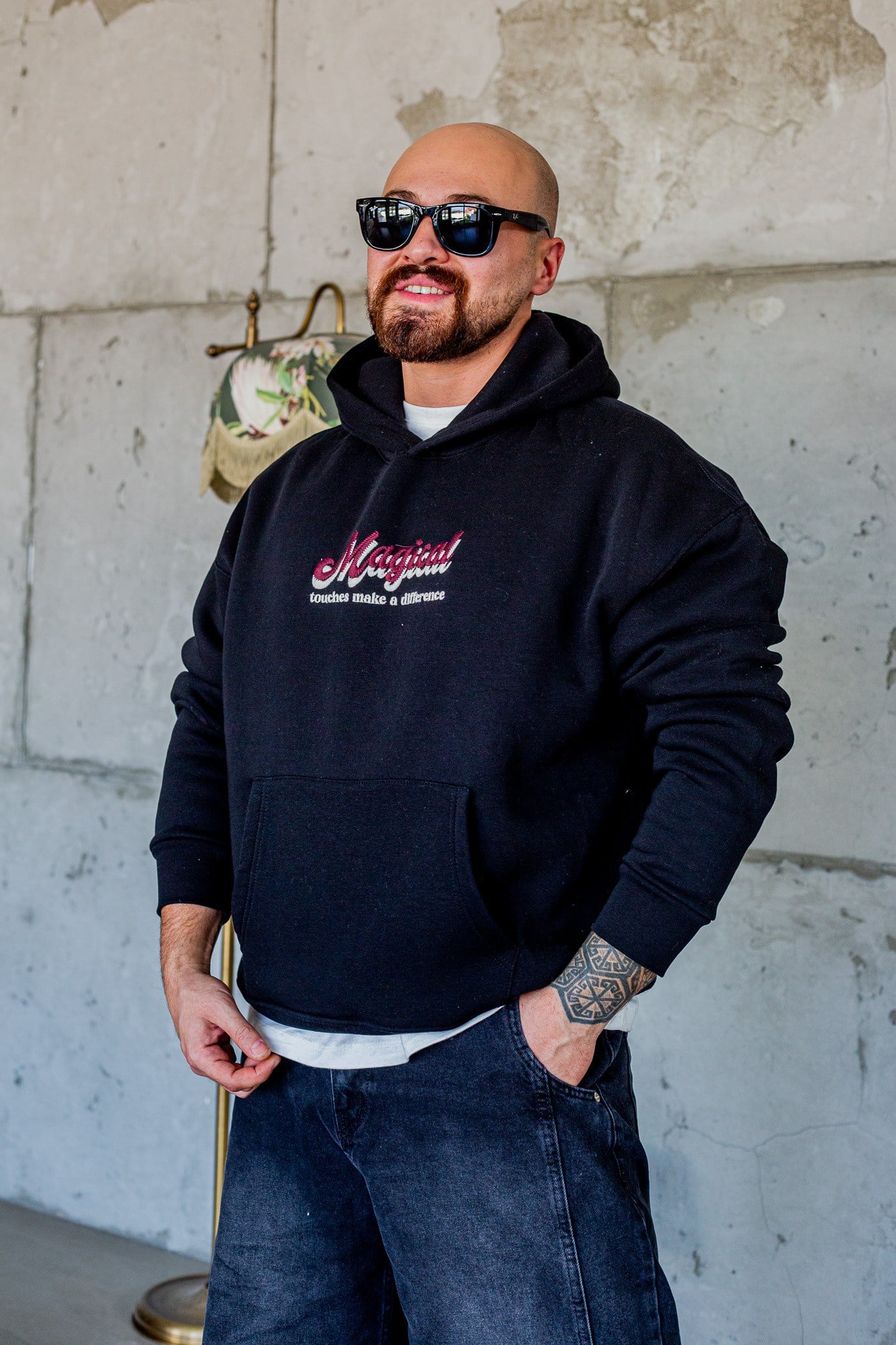 Kelebek Motifli Kanguru Cepli Rahat Kesim Sweatshirt (SVTS114)