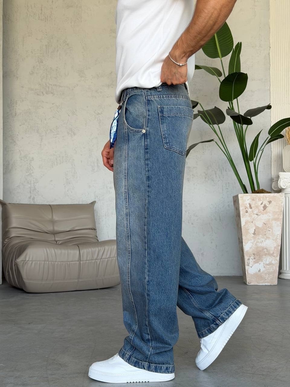 Kemer Aksesuar Detaylı Baggy Jean (KO59)