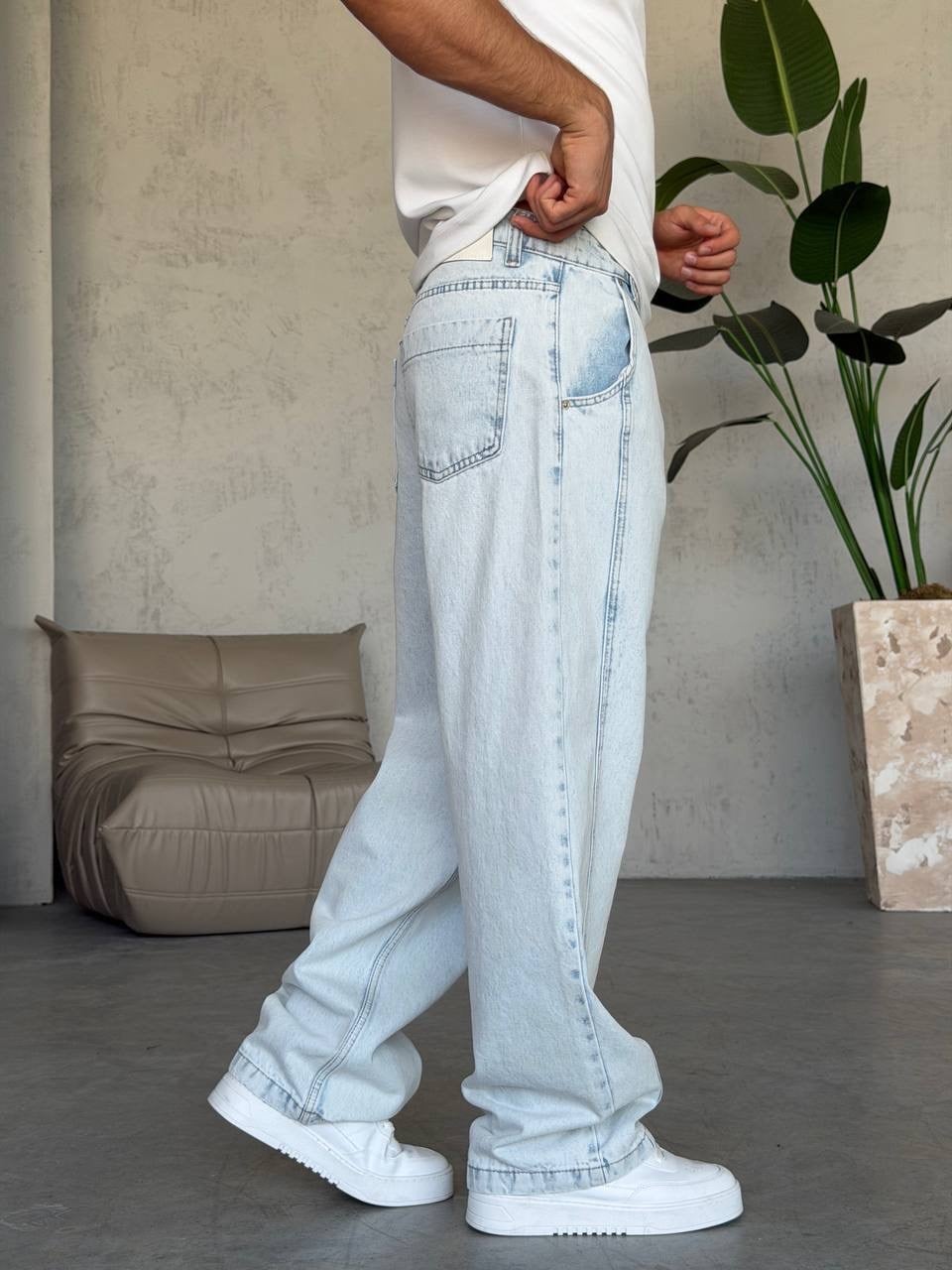 Kemer Aksesuar Detaylı Baggy Jean (KO61)