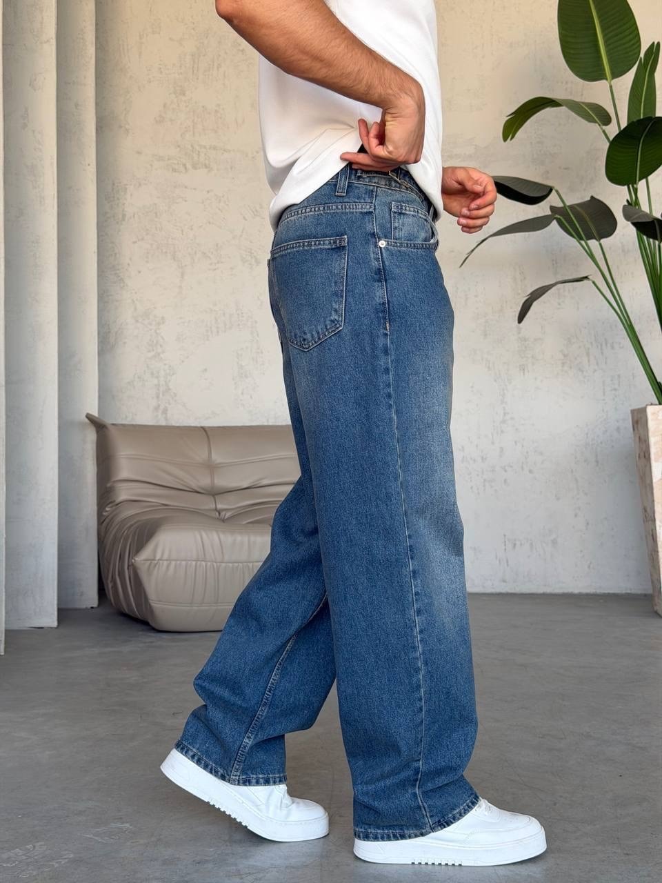 Kemer Aksesuar Detaylı Baggy Jean (KO62)