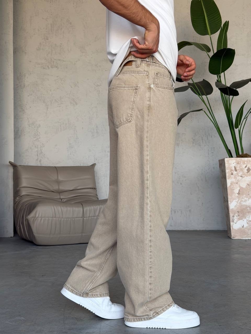 Kemer Aksesuar Detaylı Baggy Jean (KO63)