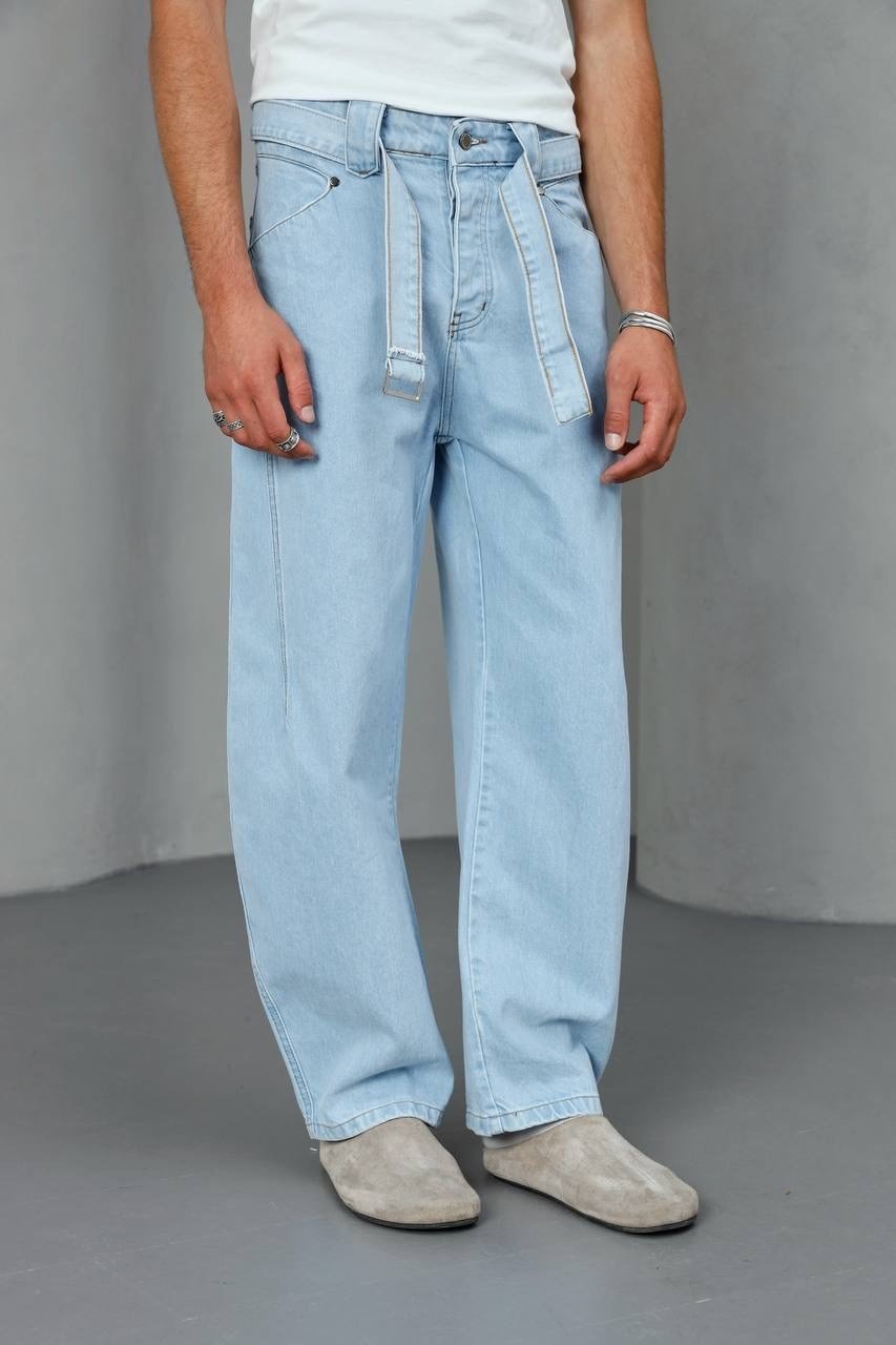 Kemerli Baggy Jean Pantolon (KOM68)