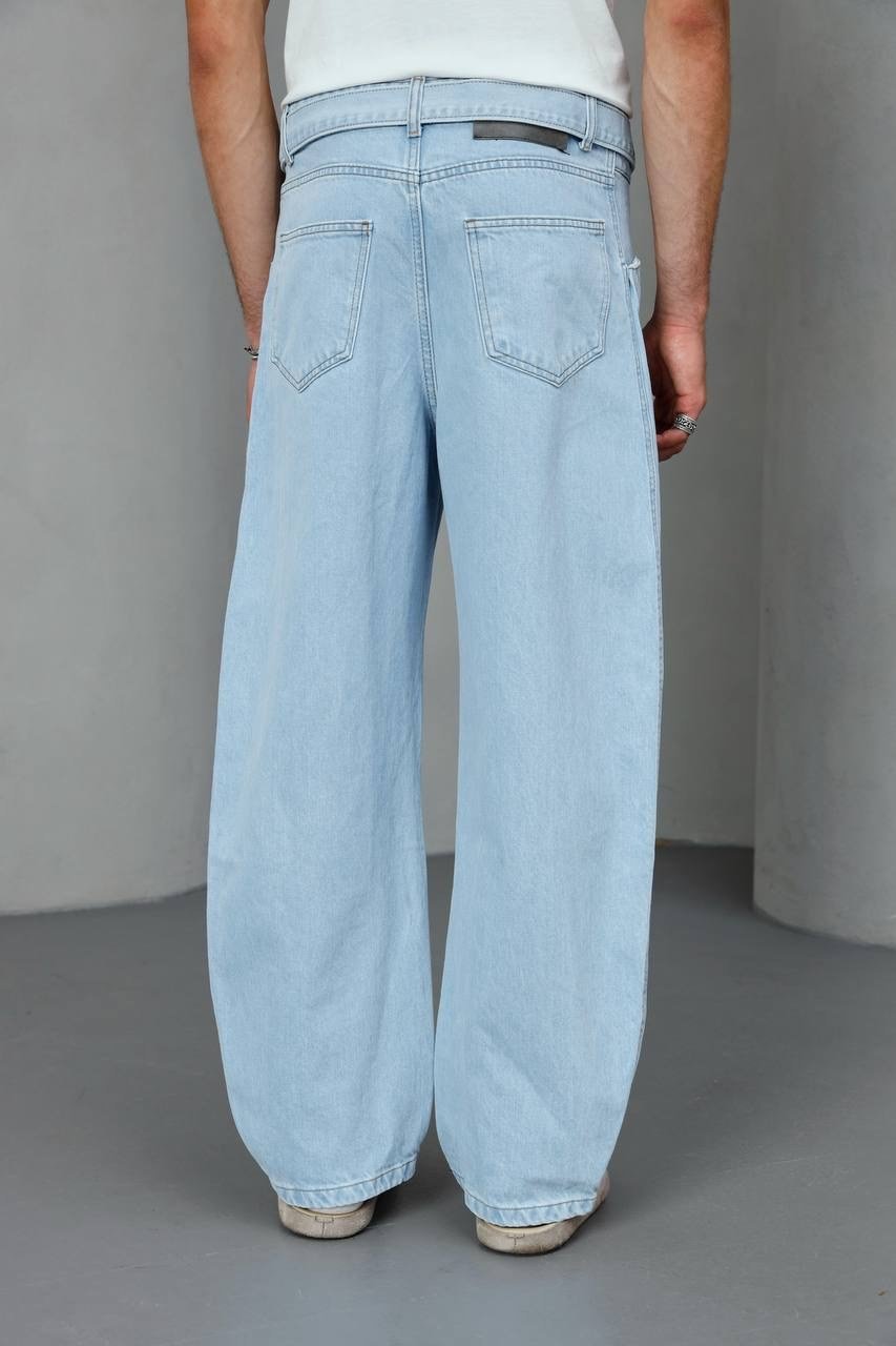 Kemerli Baggy Jean Pantolon (KOM68)