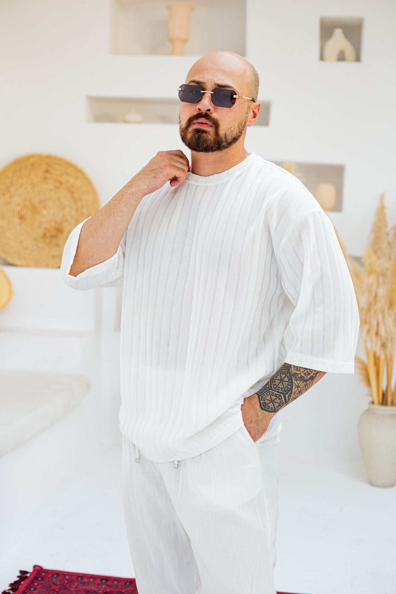 Kendinden Desenli Oversize T-Shirt (TSB98)