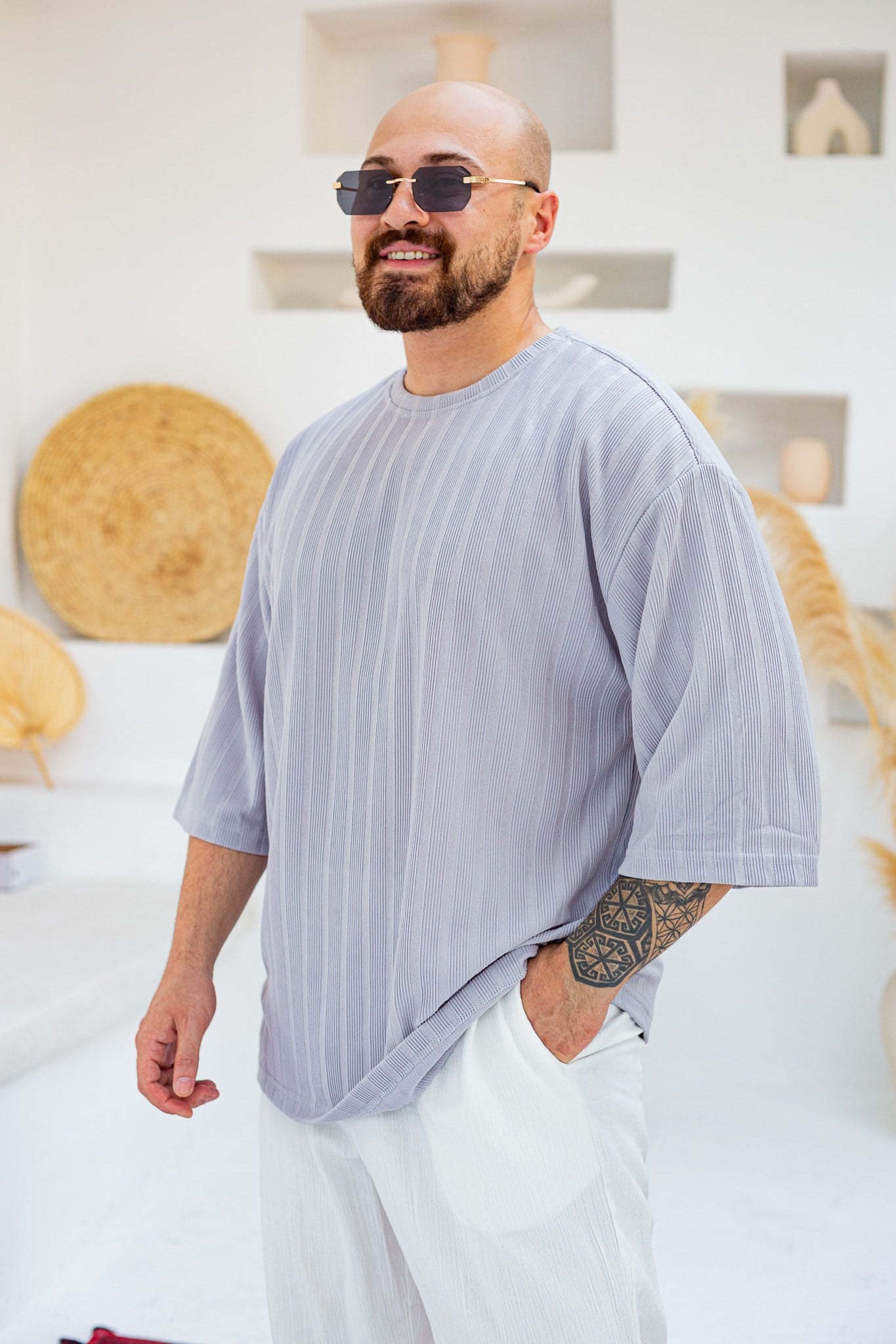 Kendinden Desenli Oversize T-Shirt (TSG98)