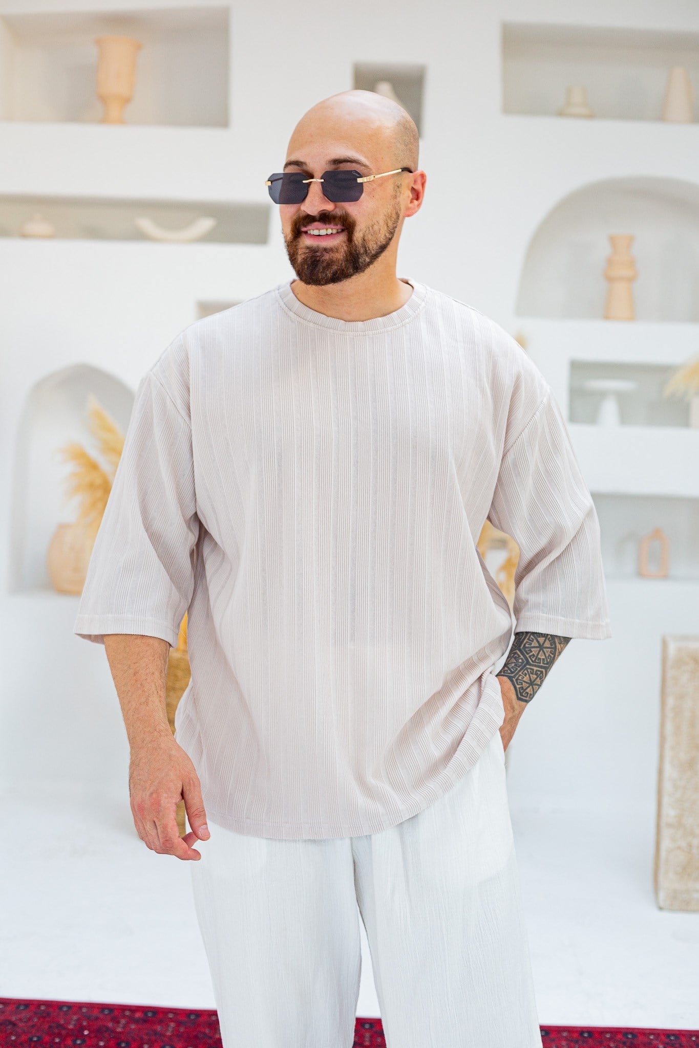 Kendinden Desenli Oversize T-Shirt (TSK98)