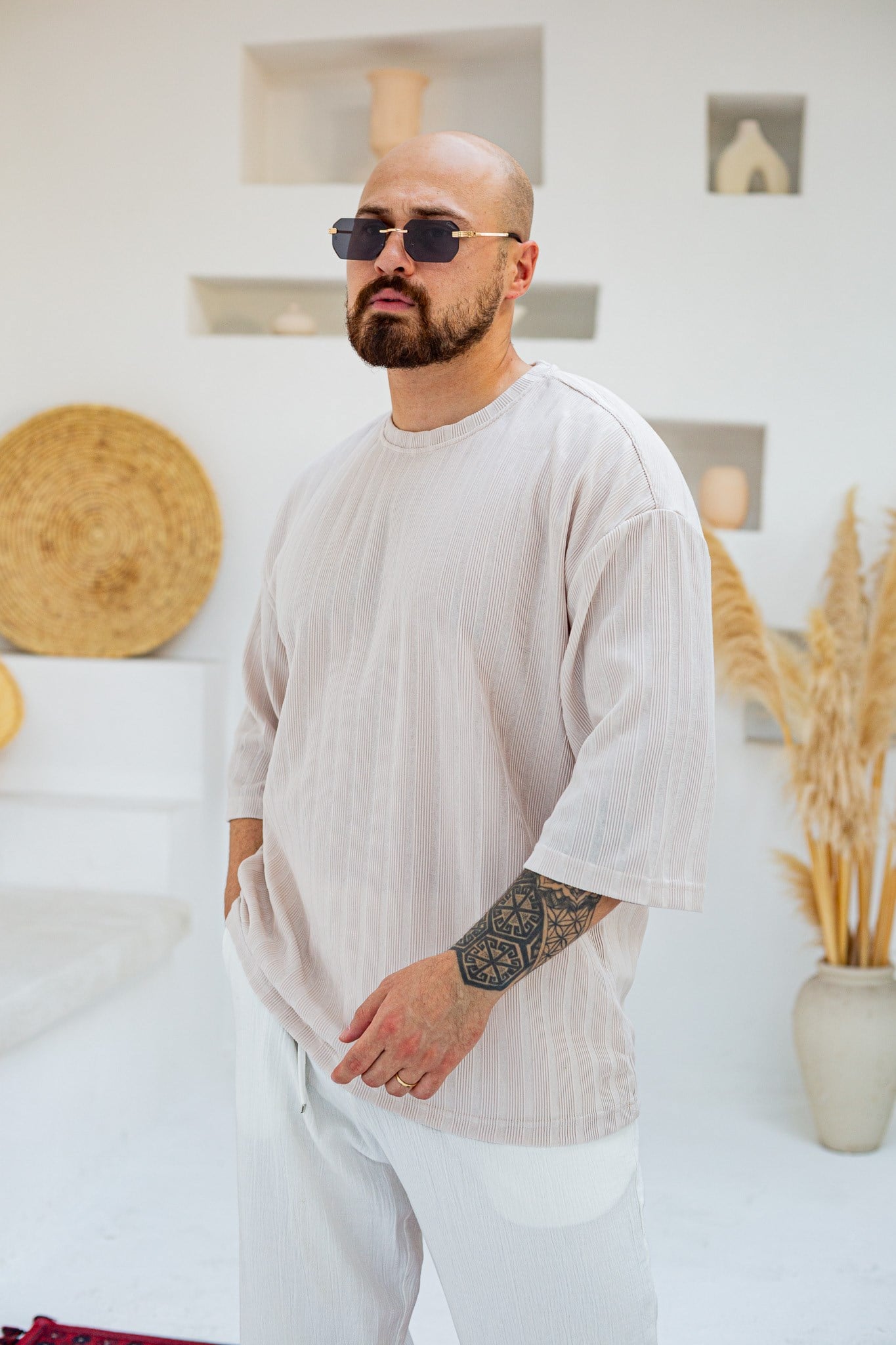 Kendinden Desenli Oversize T-Shirt (TSK98)