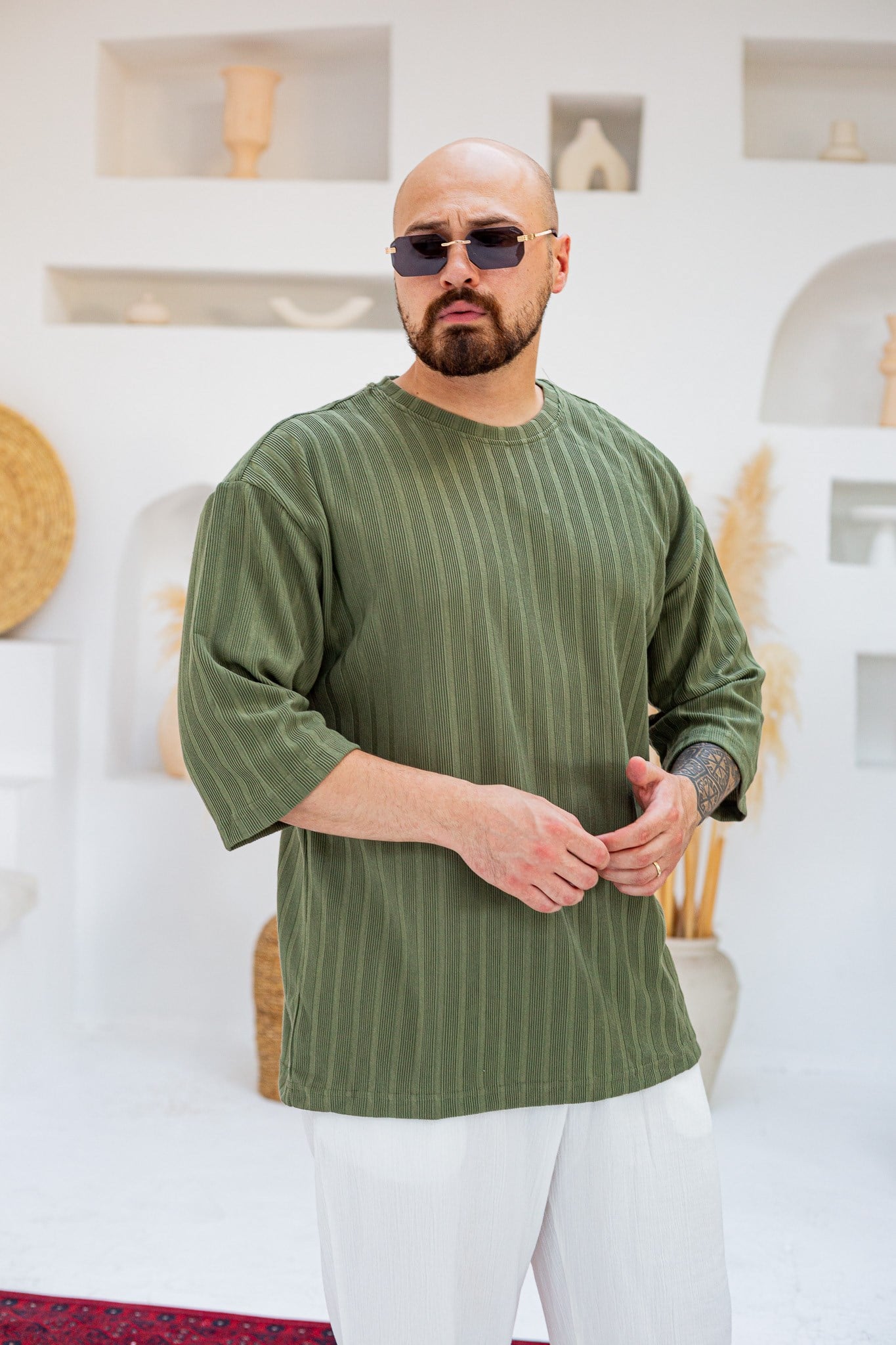 Kendinden Desenli Oversize T-Shirt (TSY98)