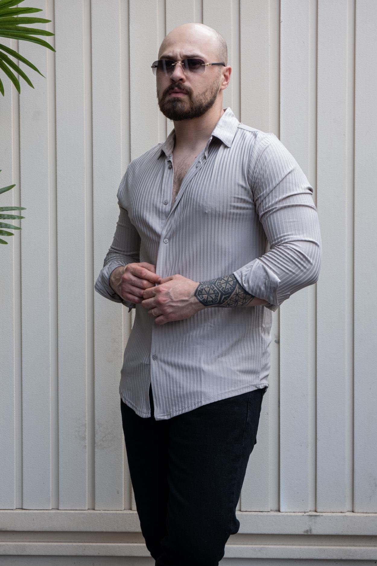 Kendinden Desenli Slim Fit Gömlek (GMG29)
