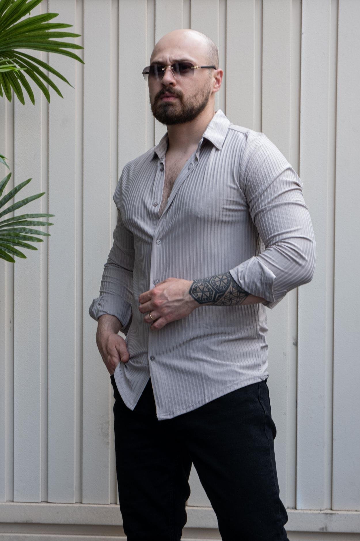 Kendinden Desenli Slim Fit Gömlek (GMG29)