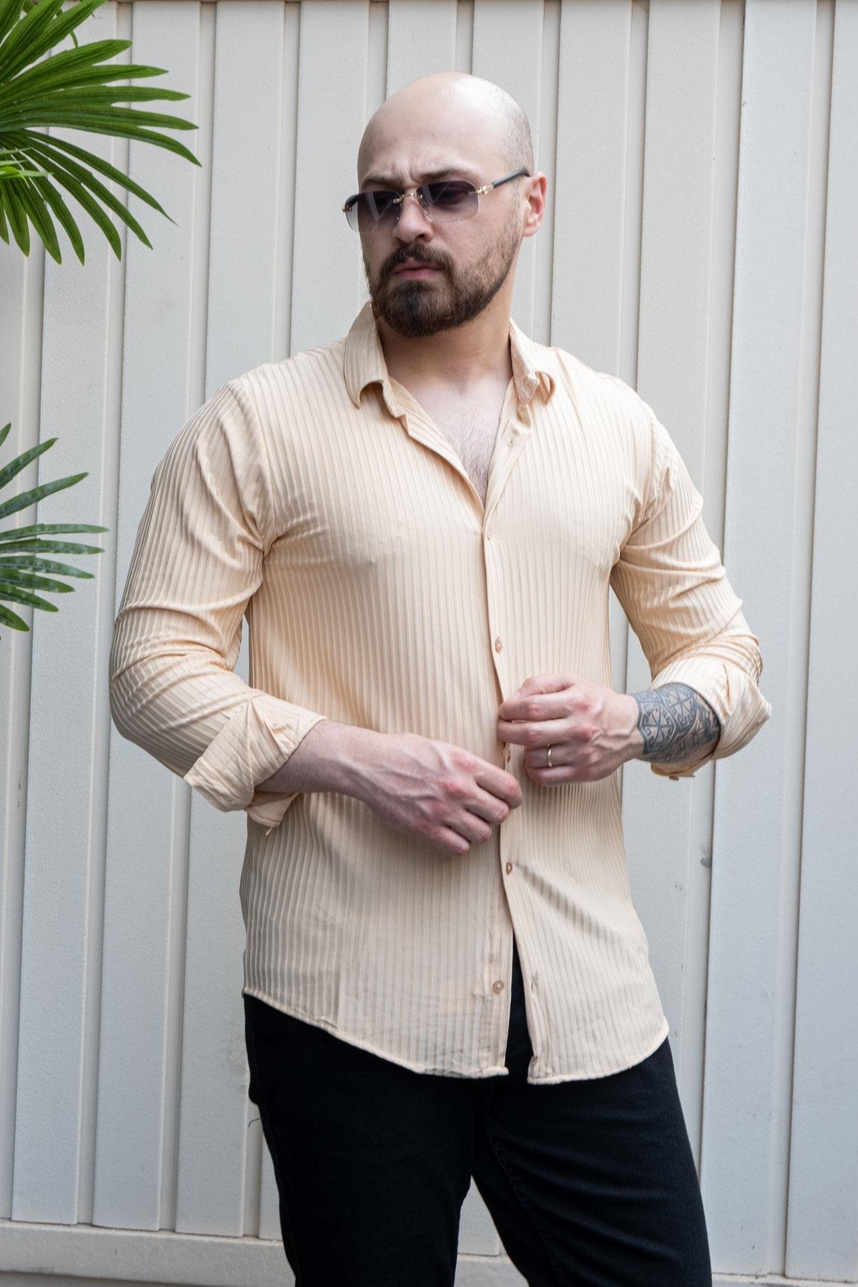 Kendinden Desenli Slim Fit Gömlek (GMKR29)
