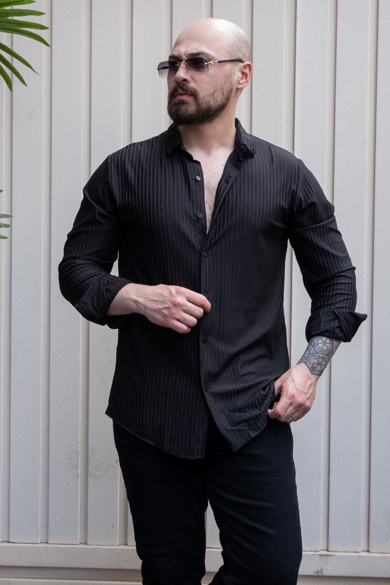 Kendinden Desenli Slim Fit Gömlek (GMS29)