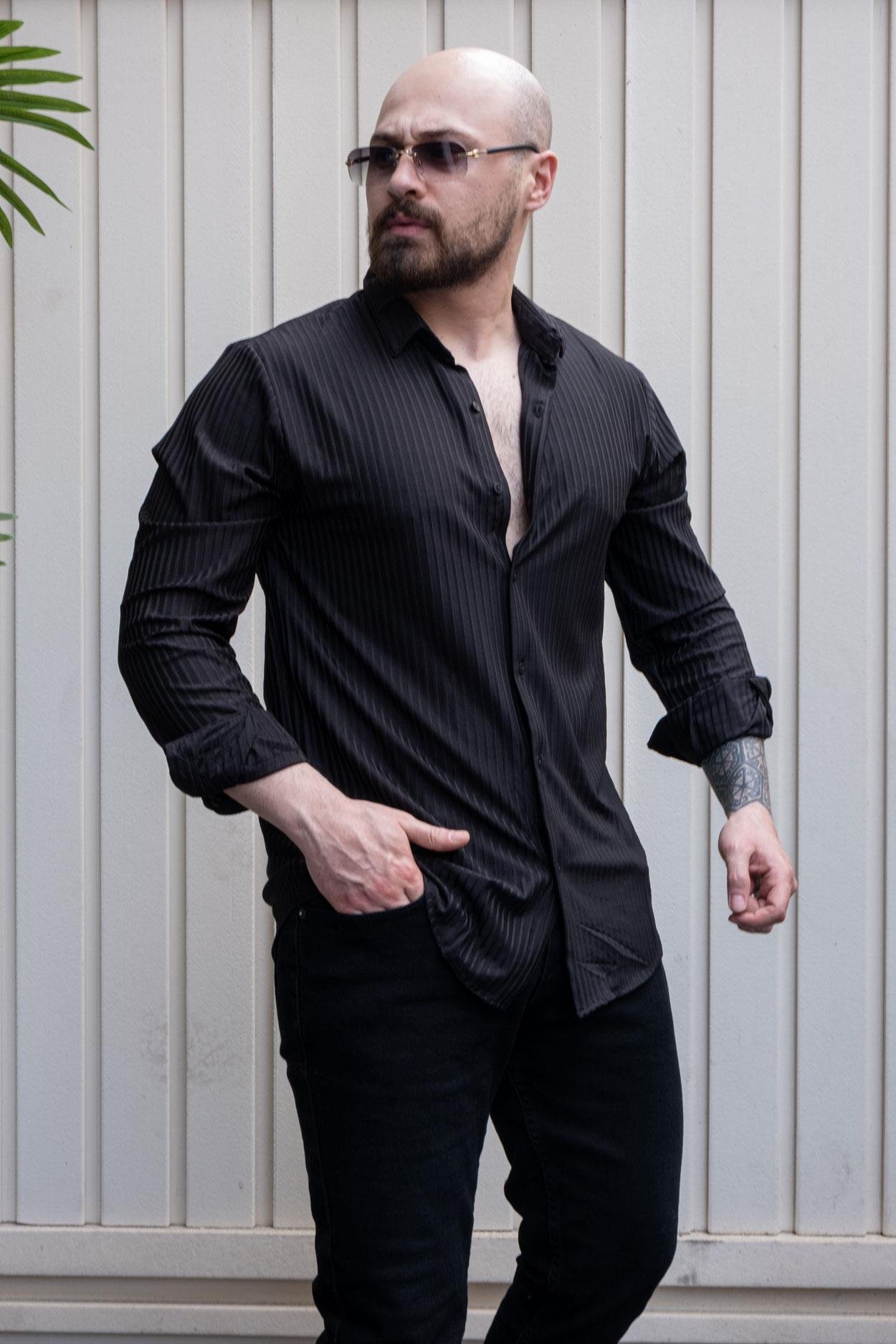Kendinden Desenli Slim Fit Gömlek (GMS29)