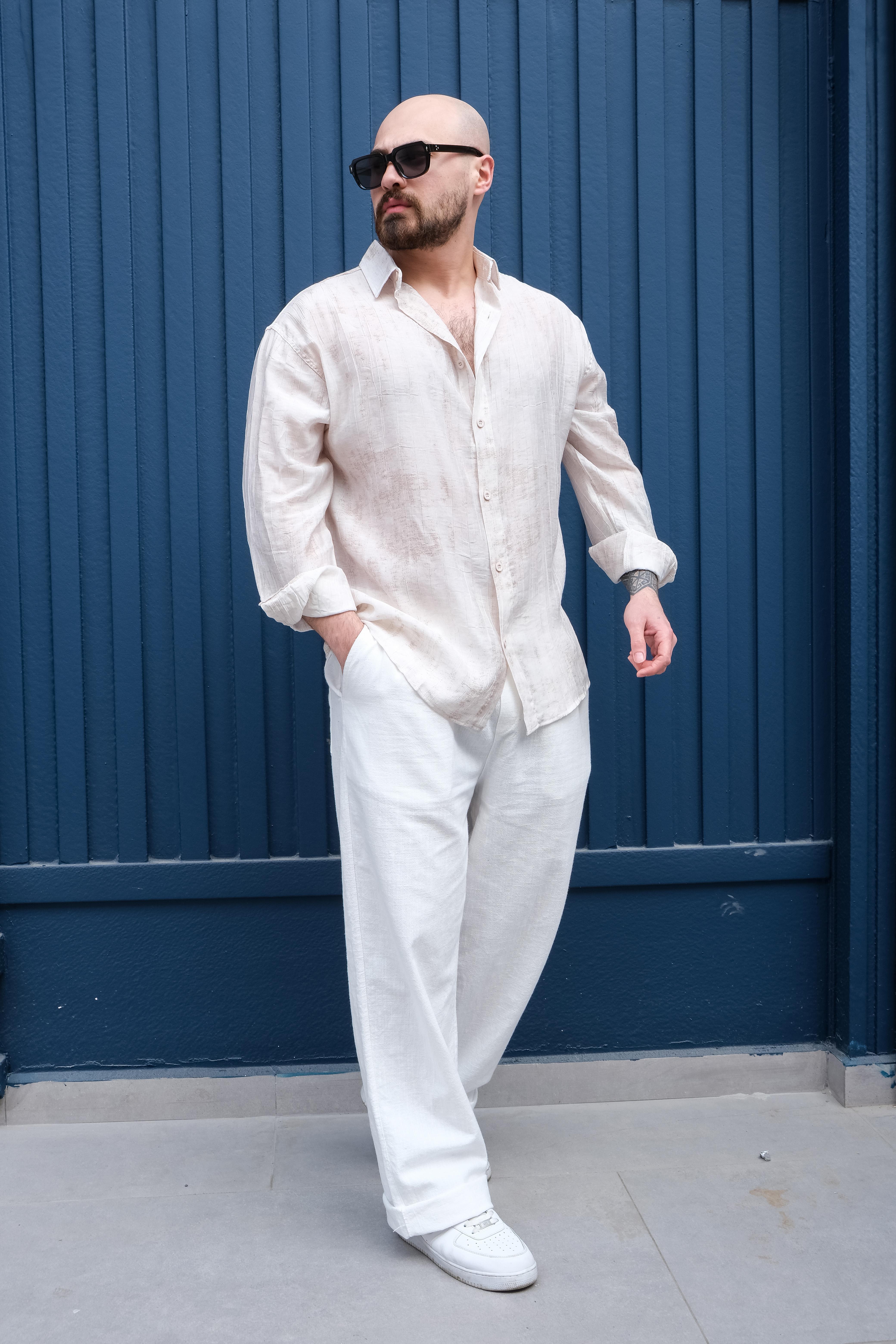 Kırışık Kumaş Rahat Kalıp Gömlek (GMK18)