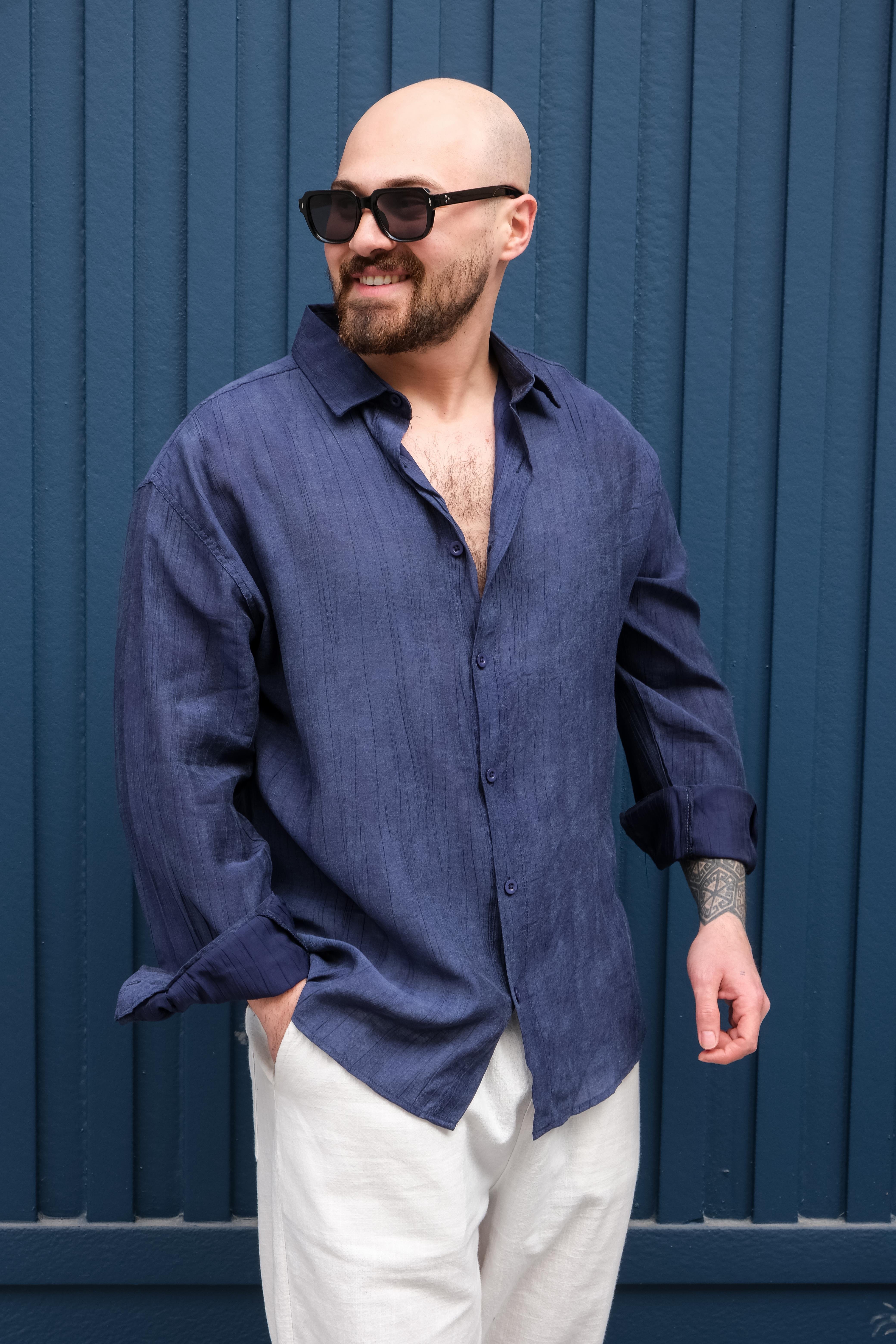 Kırışık Kumaş Rahat Kalıp Gömlek (GML18)