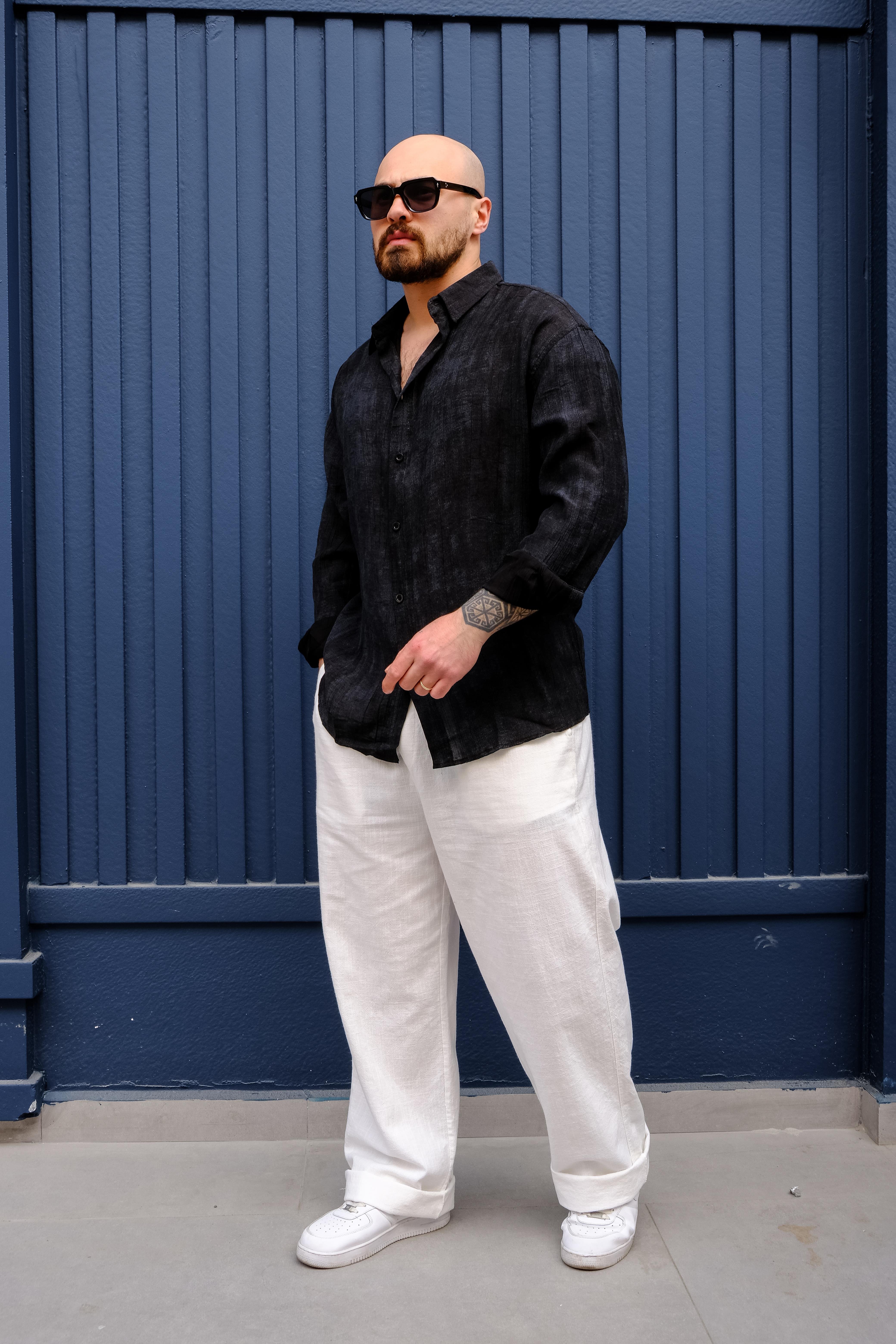 Kırışık Kumaş Rahat Kalıp Gömlek (GMS18)