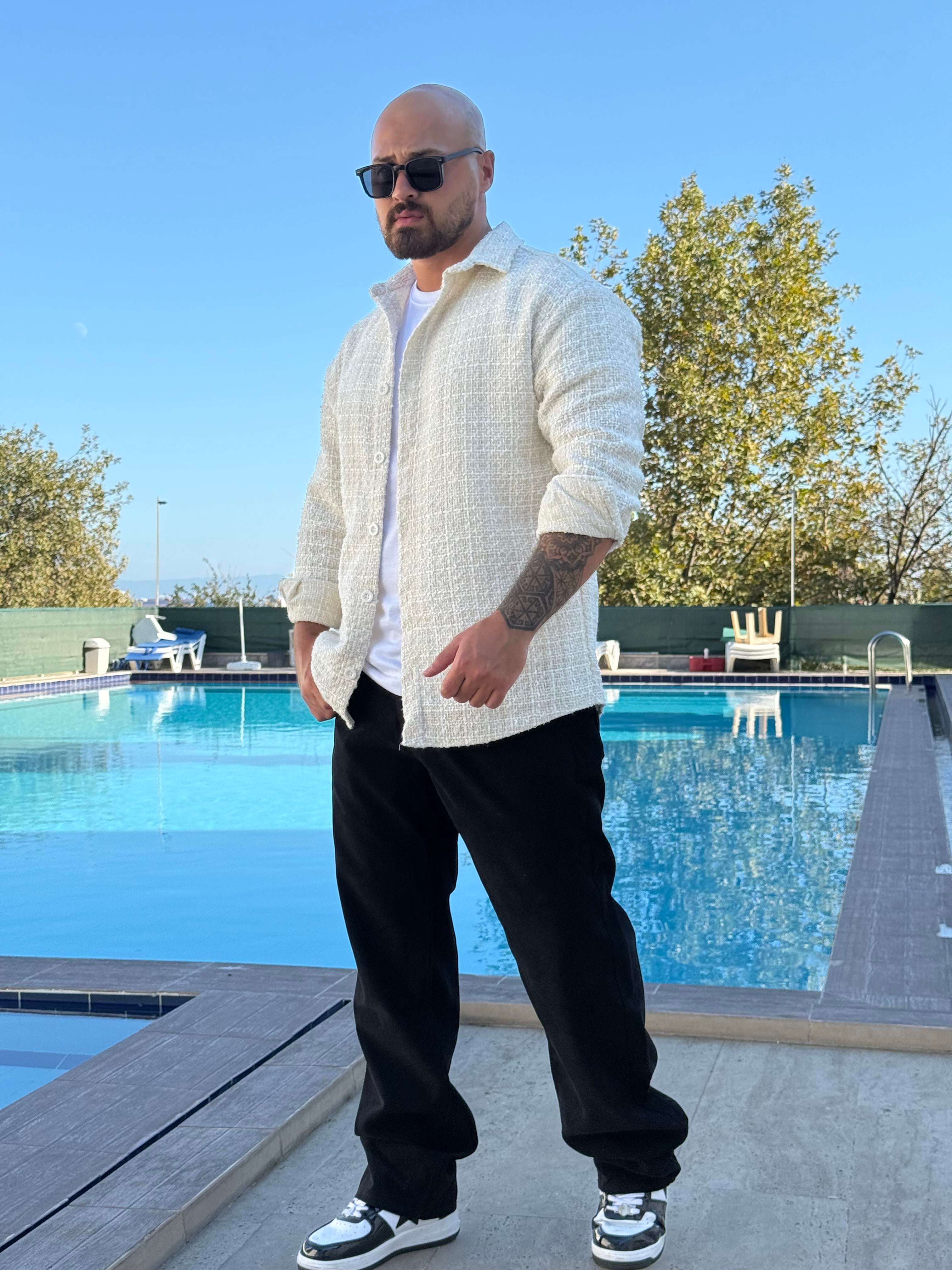 Kıvırcık Kaşe Kumaş Rahat Kalıp Gömlek (GMKR42)