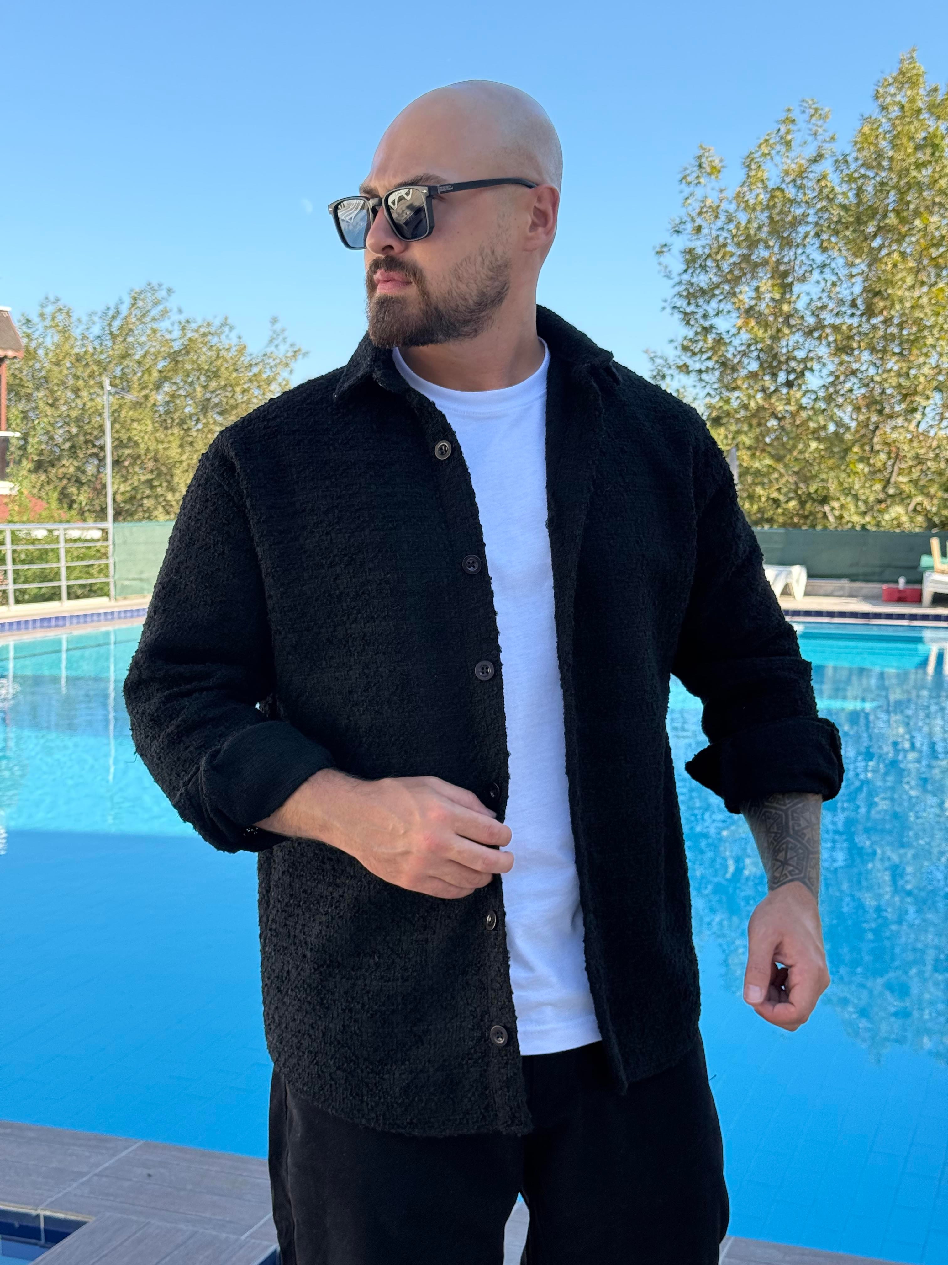 Kıvırcık Kaşe Kumaş Rahat Kalıp Gömlek (GMS42)