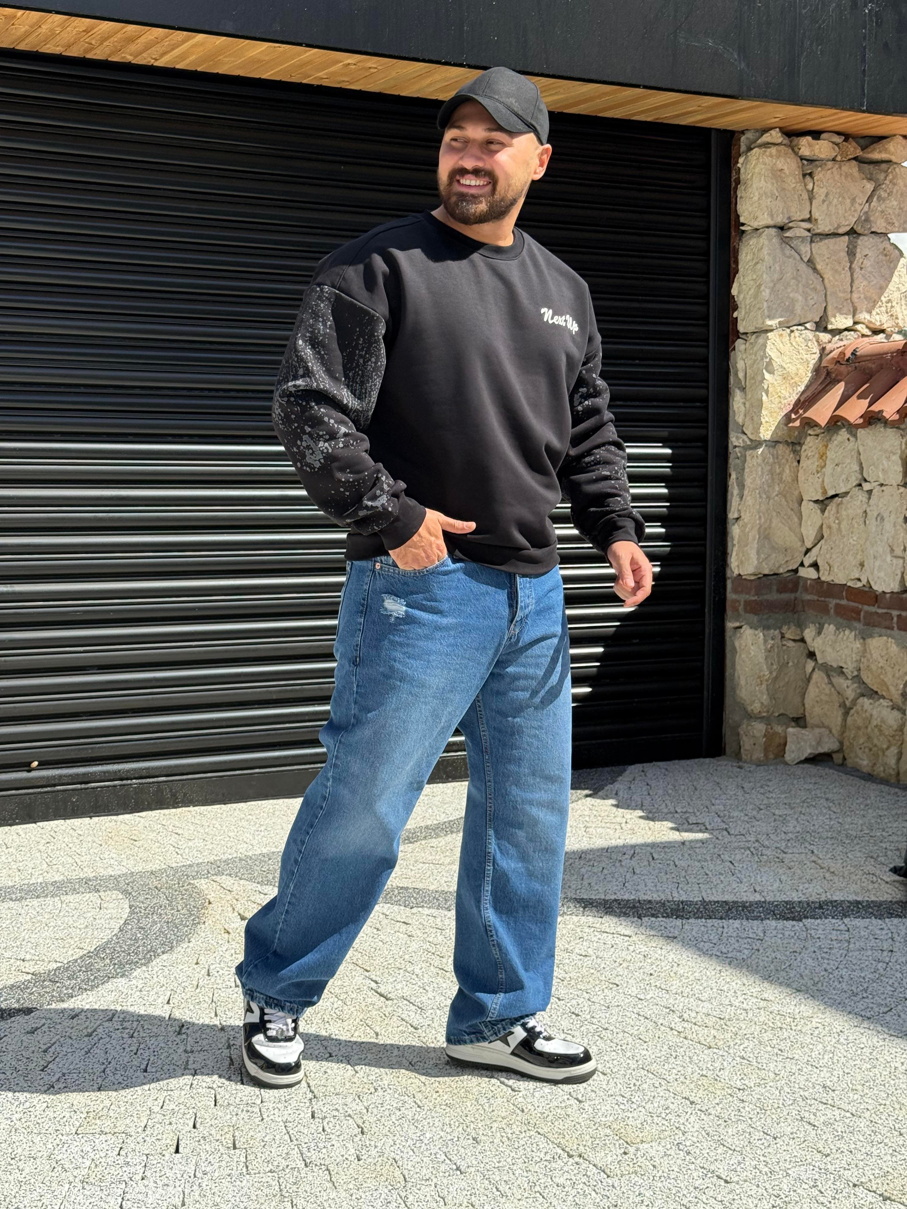 Kol Detaylı Üç İplik Oversize Sweatshirt (SVTS54)