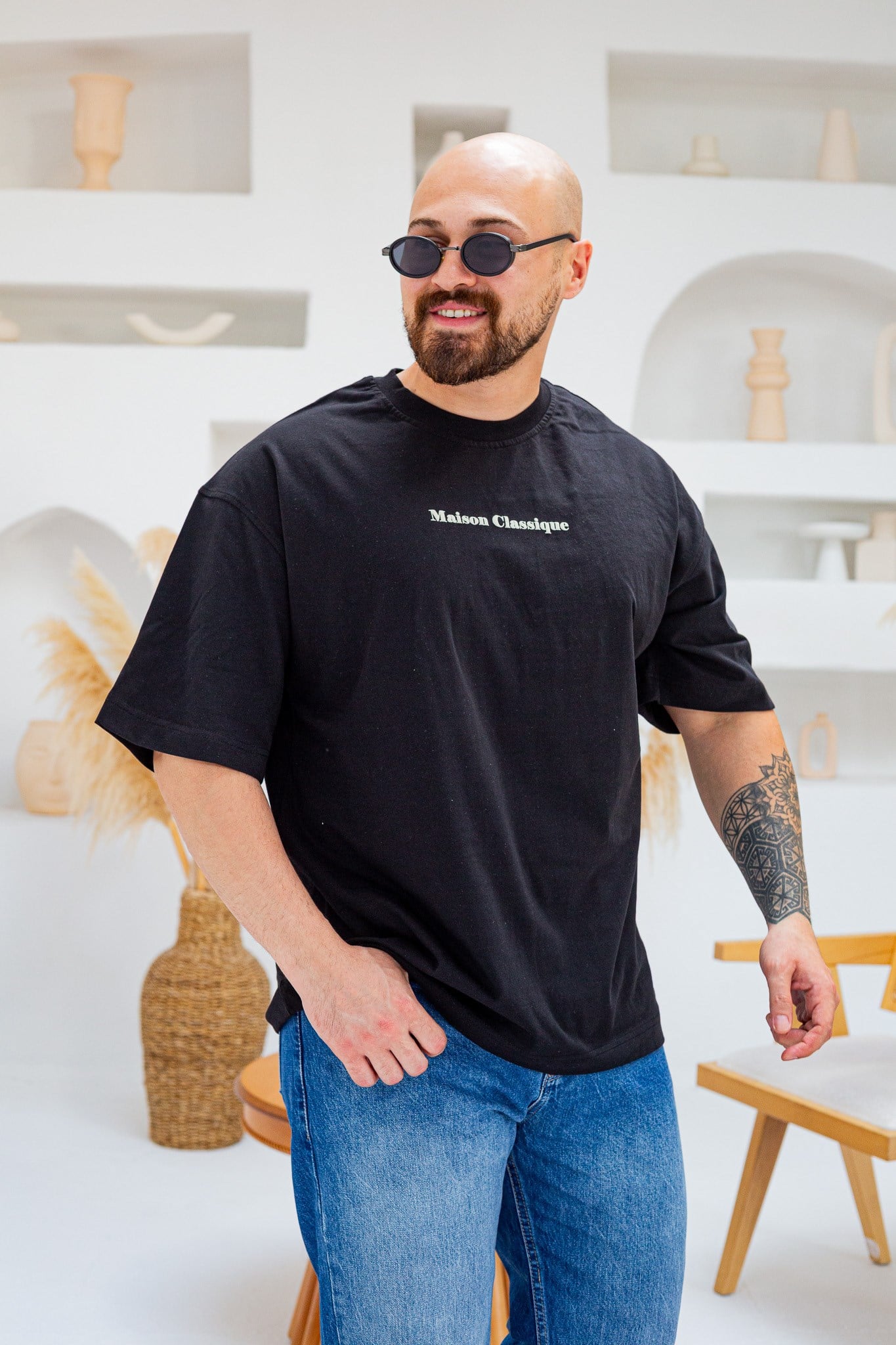 Maison Baskı Nakış Detaylı Oversize T-Shirt (TSS97)