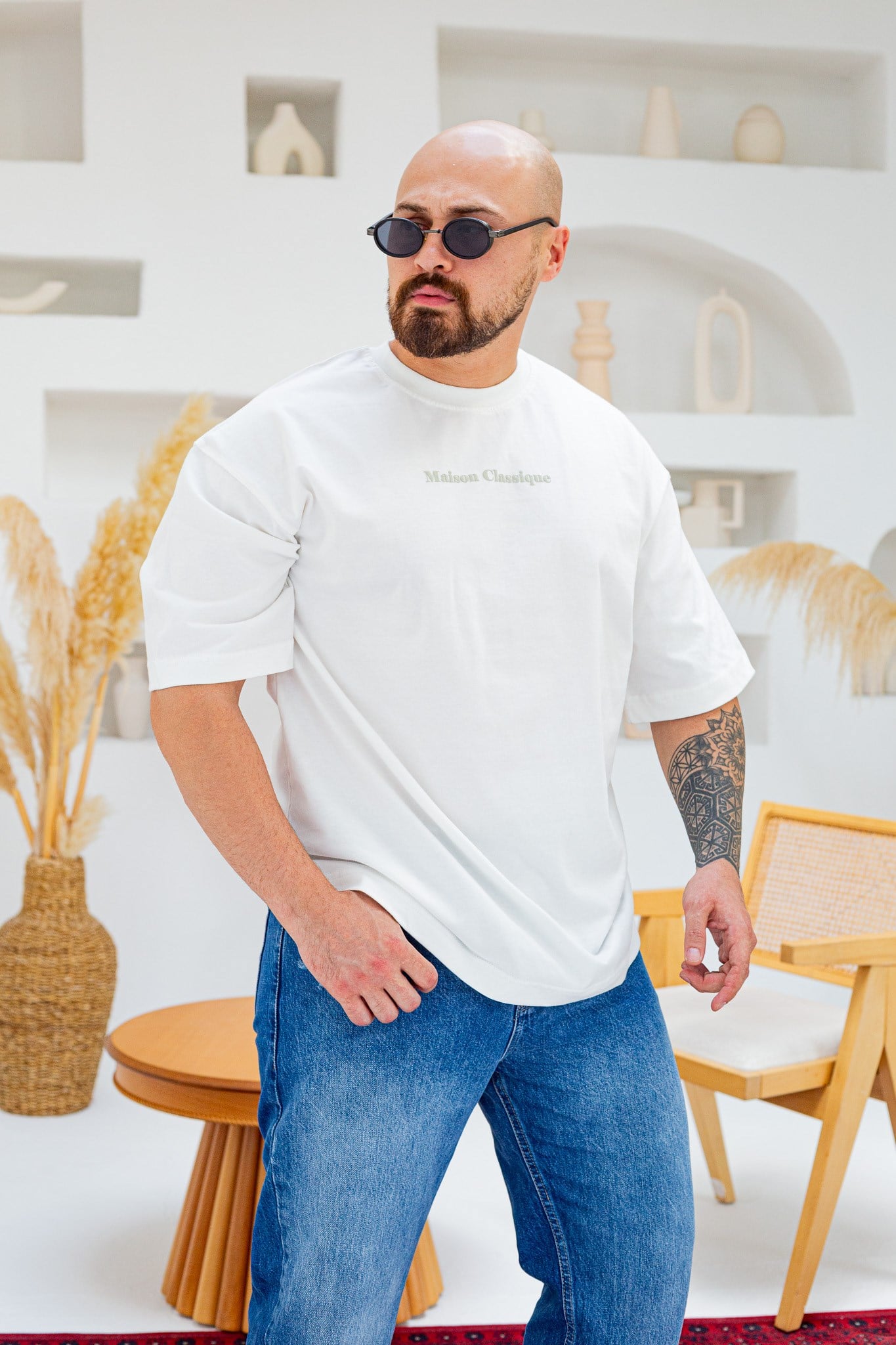 Maison Baskı Nakış Detaylı Oversize T-Shirt (TSB97)
