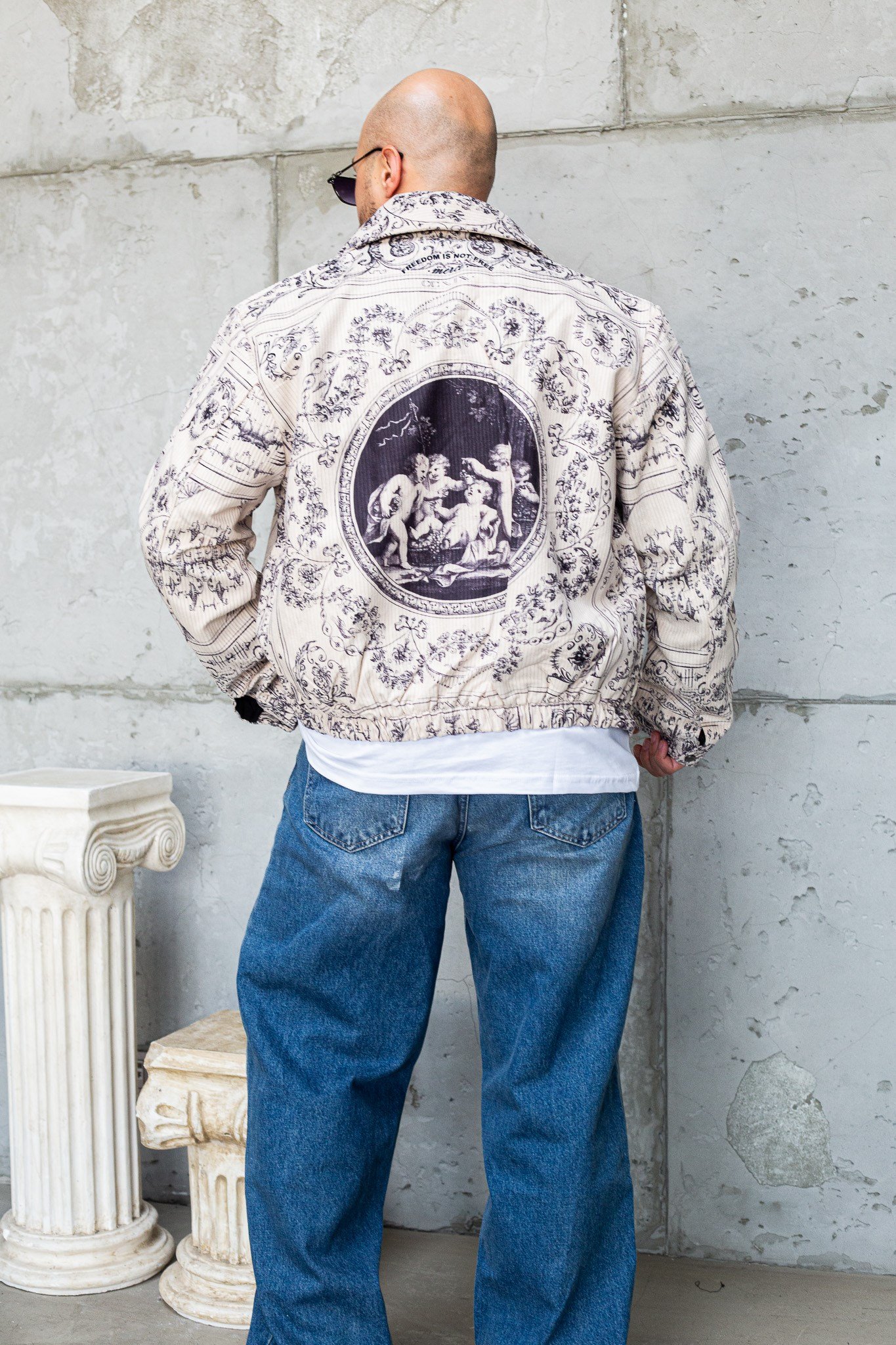 Melek Baskılı Oversize Vintage Tasarım Erkek Ceket (MEV67)