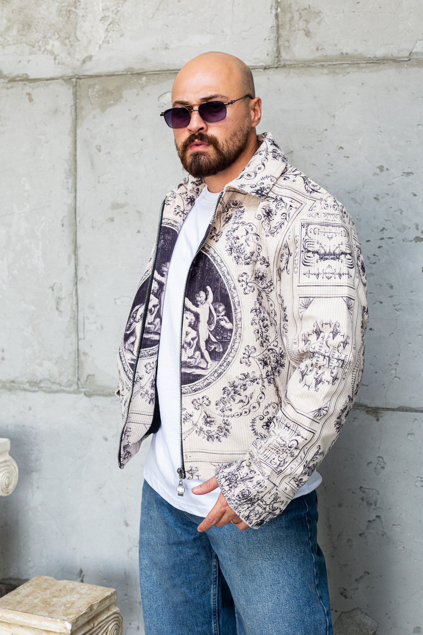 Melek Baskılı Oversize Vintage Tasarım Erkek Ceket (MEV67)
