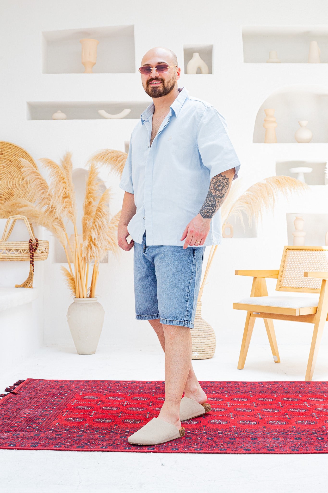 Nakış Detaylı Keten Oversize Gömlek (GMM131)