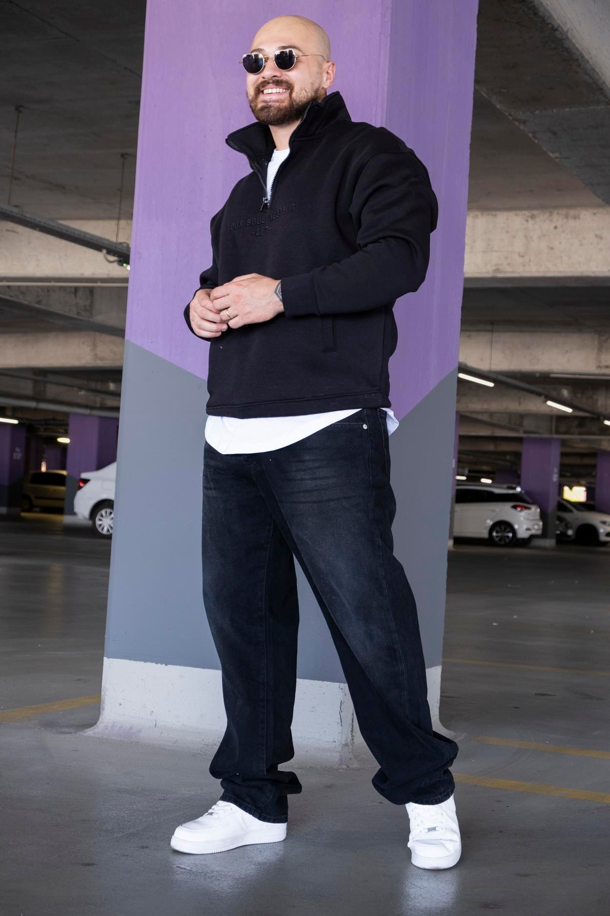 Nakış Detaylı Yarım Fermuarlı Rahat Kalıp Sweatshirt (SVTS11)