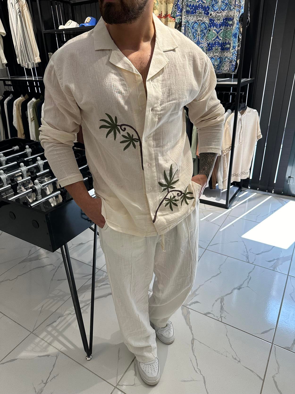 Nakışlı Rahat Kalıp Gömlek (GMK77)