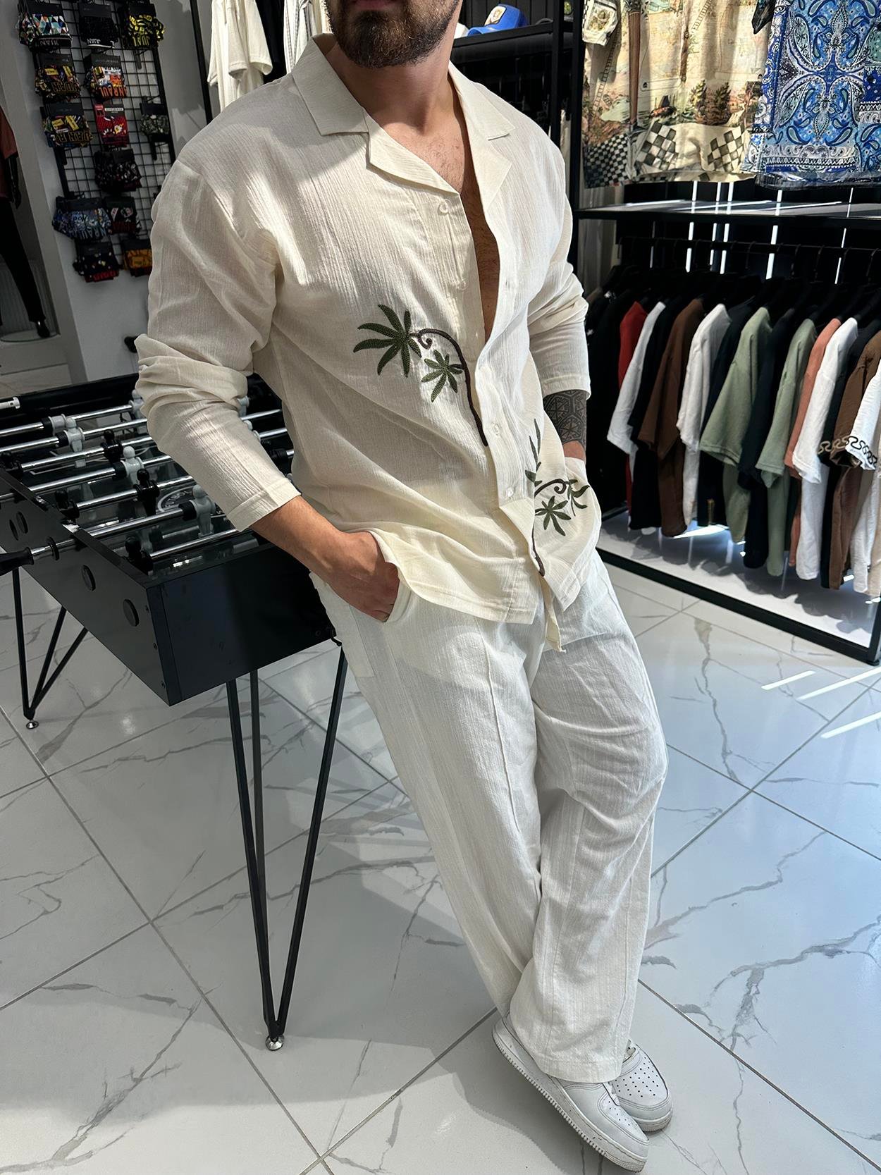 Nakışlı Rahat Kalıp Gömlek (GMK77)