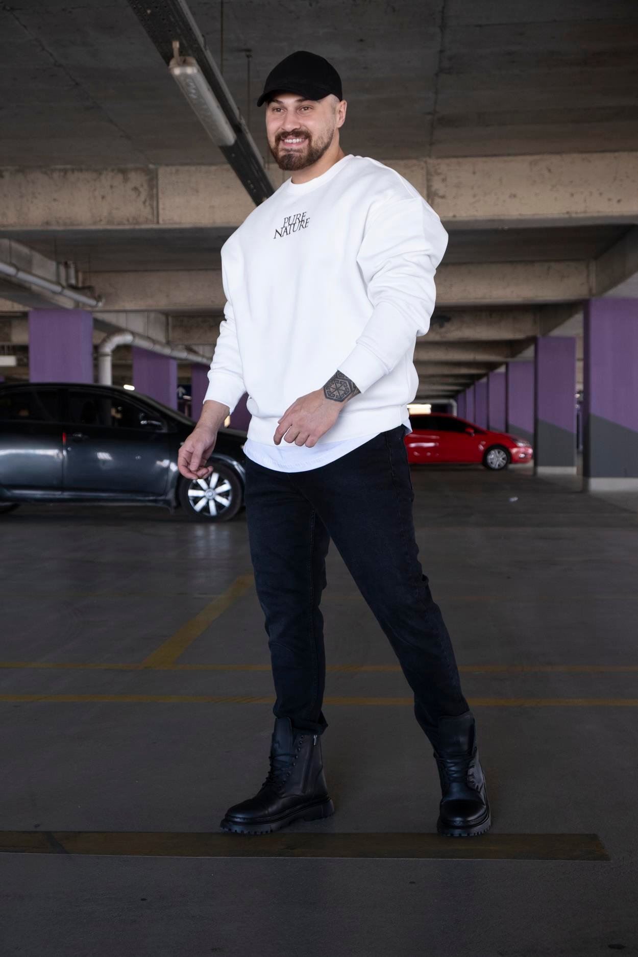 Oversize Baskılı Şardonlu Sweatshirt (SVTB15)