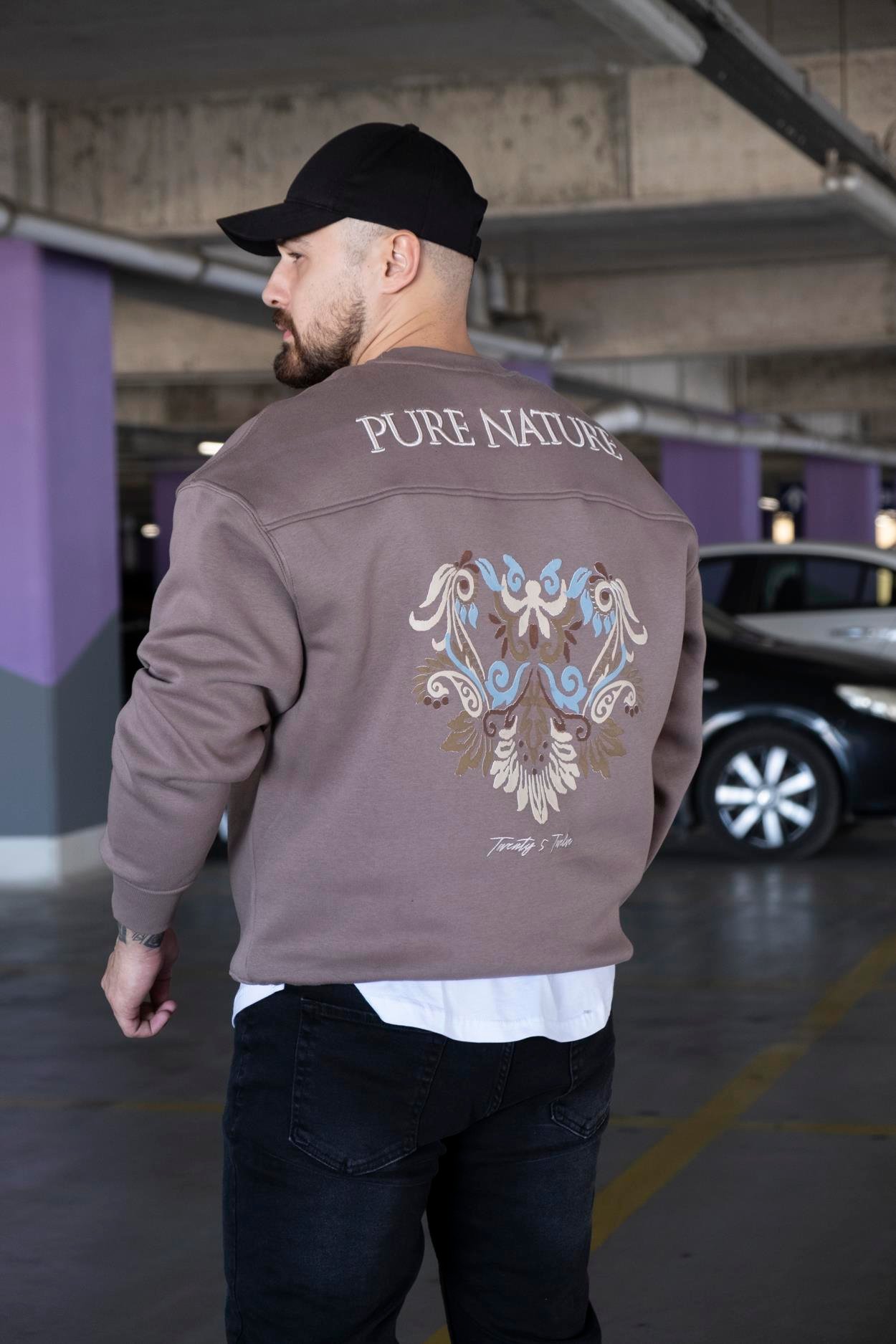 Oversize Baskılı Şardonlu Sweatshirt (SVTK15)