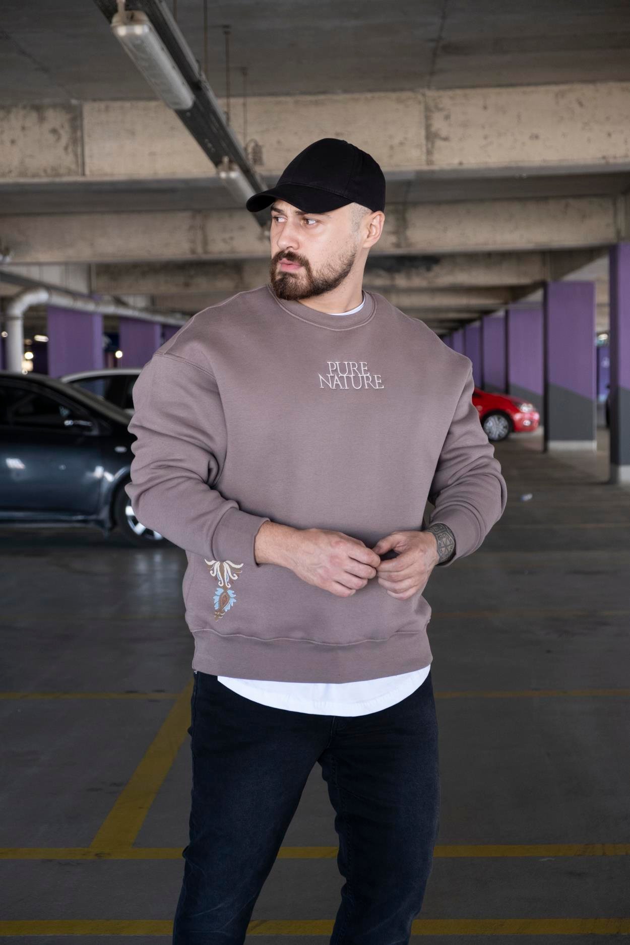 Oversize Baskılı Şardonlu Sweatshirt (SVTK15)