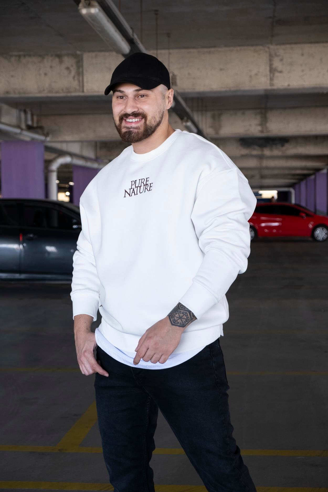Oversize Baskılı Şardonlu Sweatshirt (SVTB15)