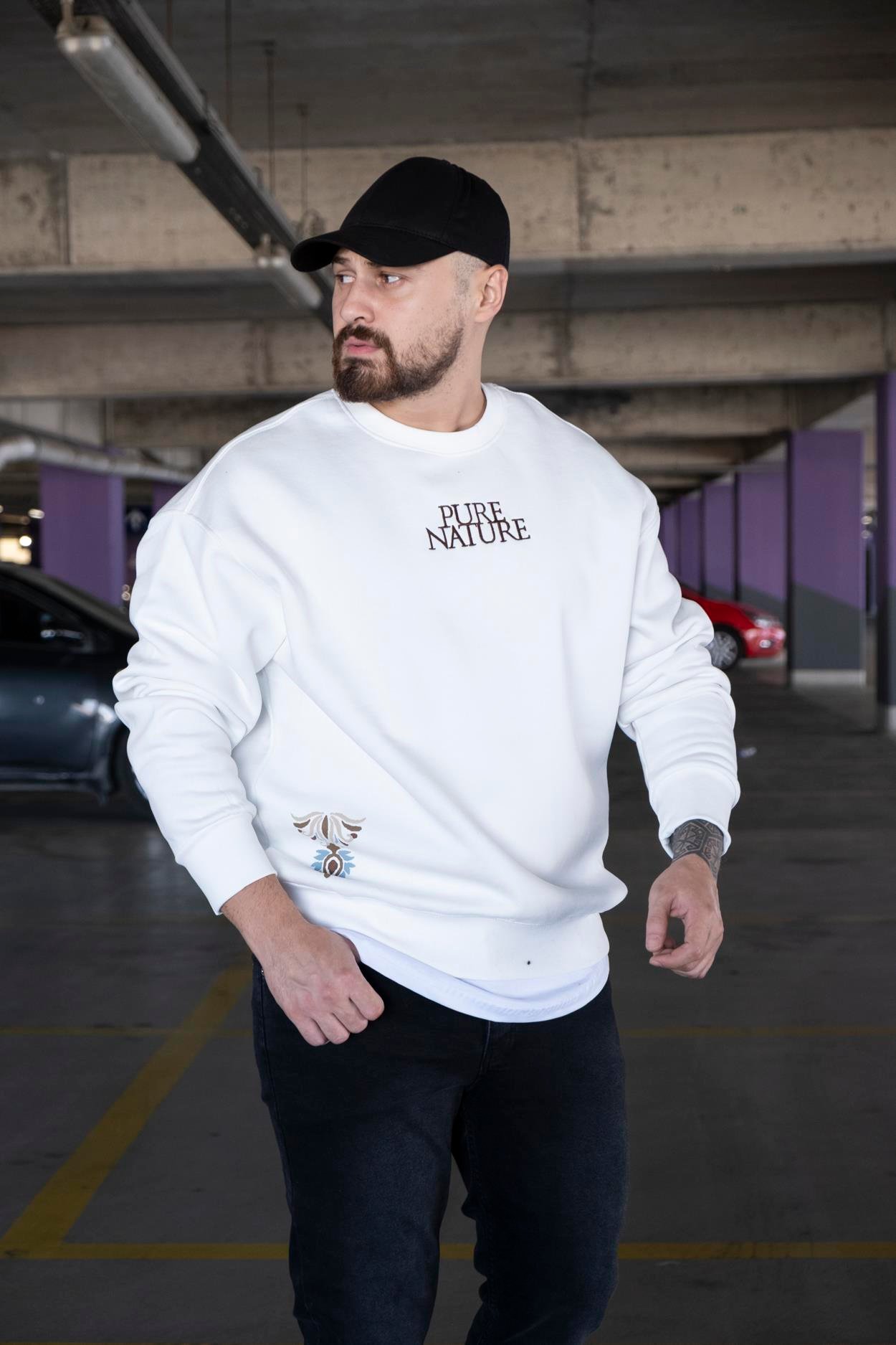 Oversize Baskılı Şardonlu Sweatshirt (SVTB15)