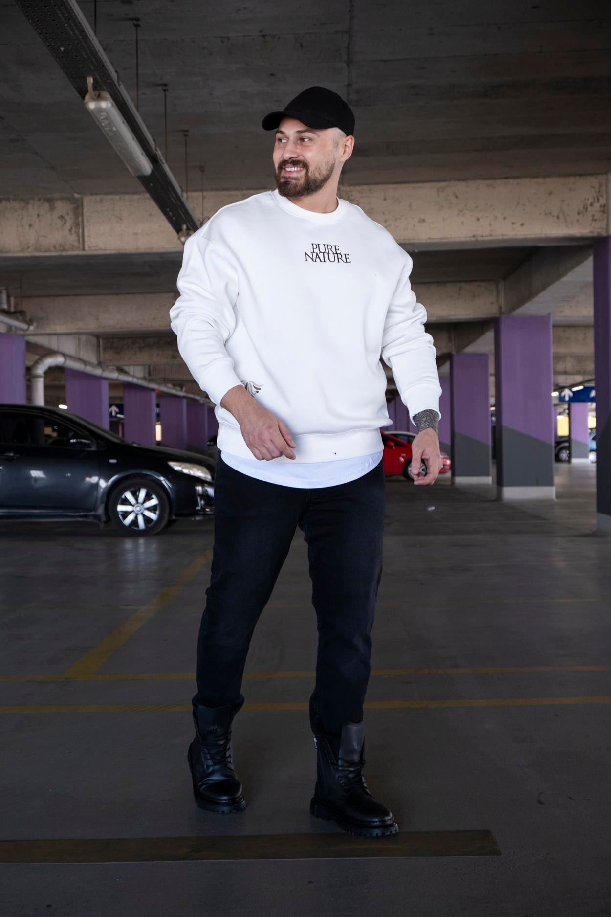 Oversize Baskılı Şardonlu Sweatshirt (SVTB15)