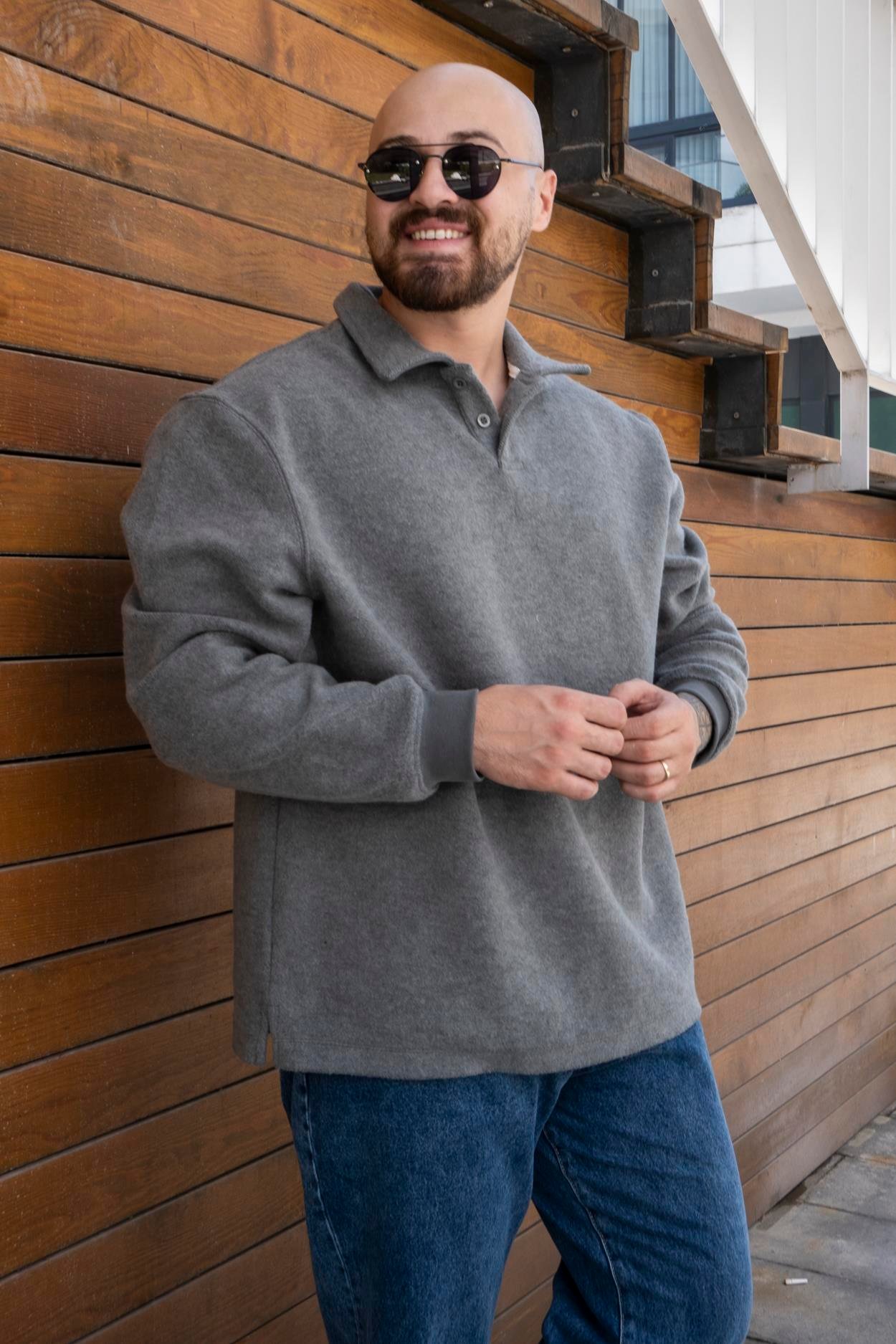 Oversize Polo Yaka Sweatshirt (SVTG17)