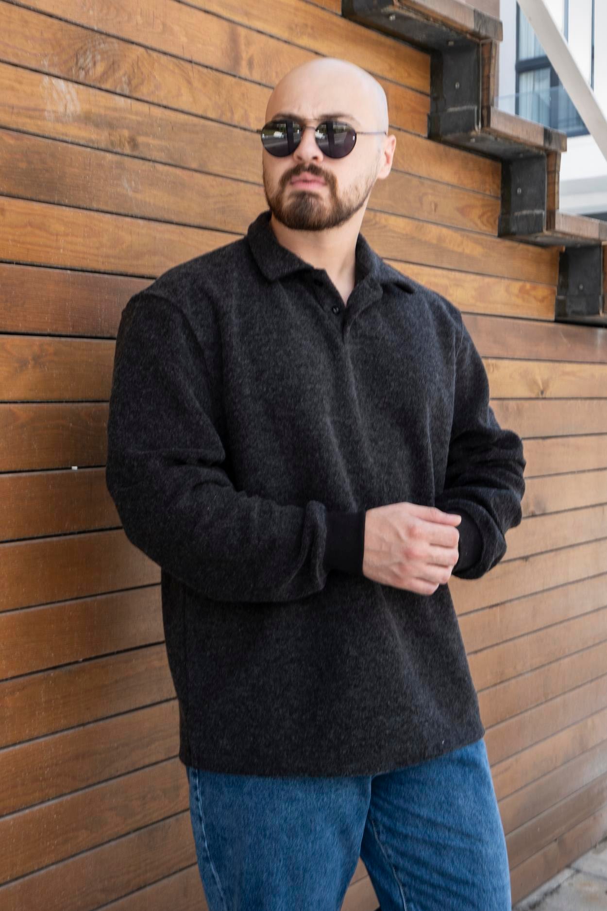 Oversize Polo Yaka Sweatshirt (SVTS17)