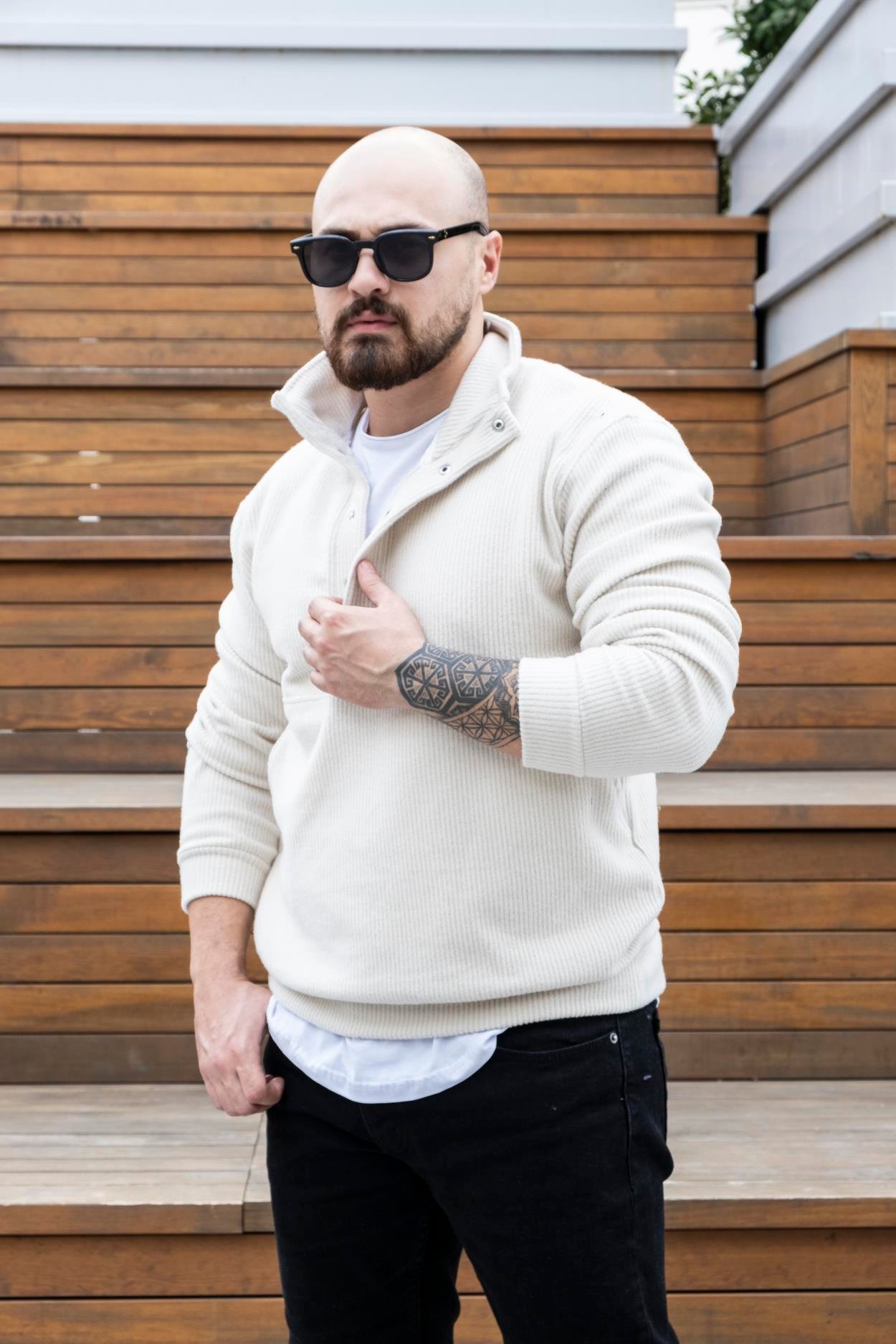 Polo Yaka Baskılı Üç İplik Sweatshirt (SVTK26)