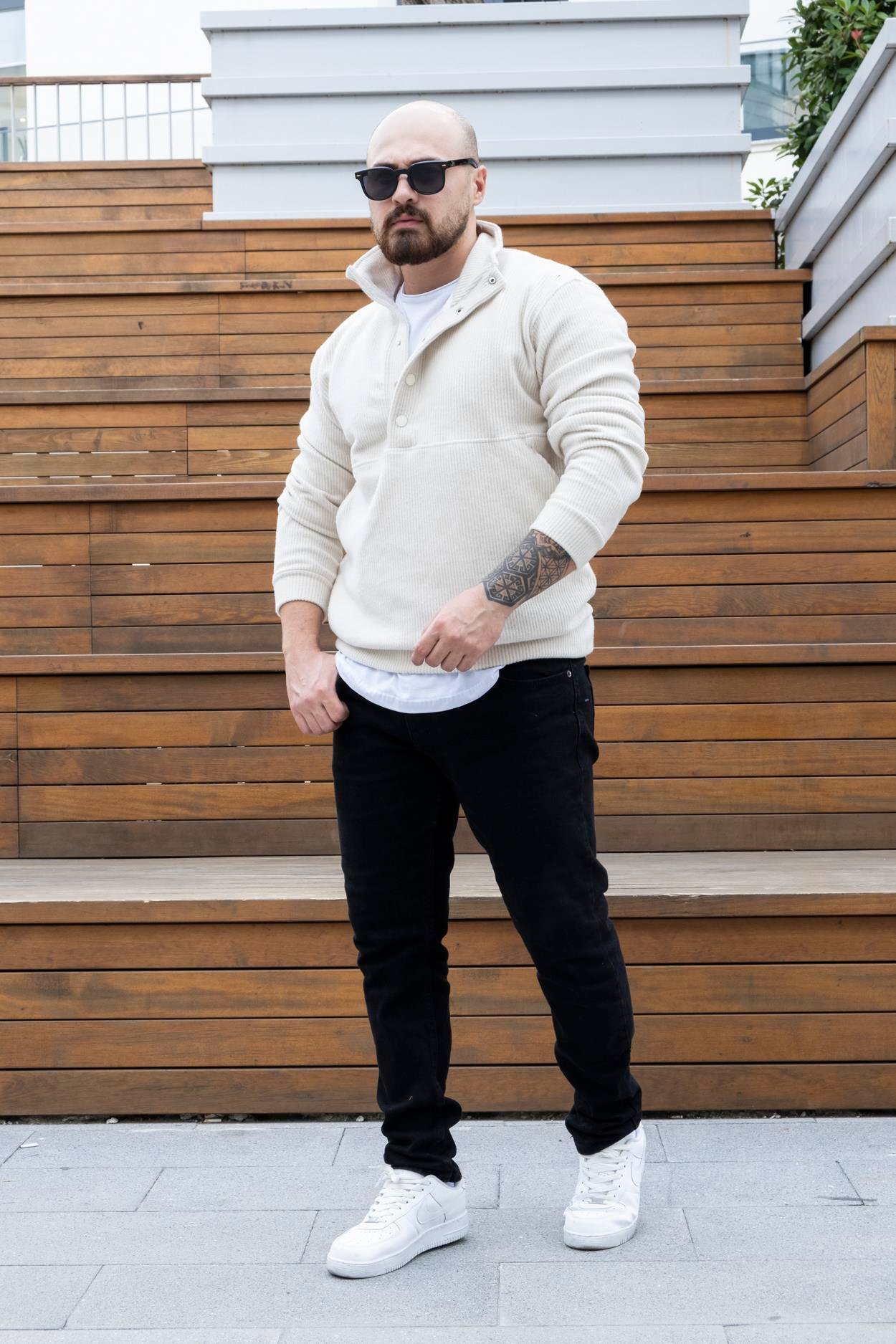 Polo Yaka Baskılı Üç İplik Sweatshirt (SVTK26)