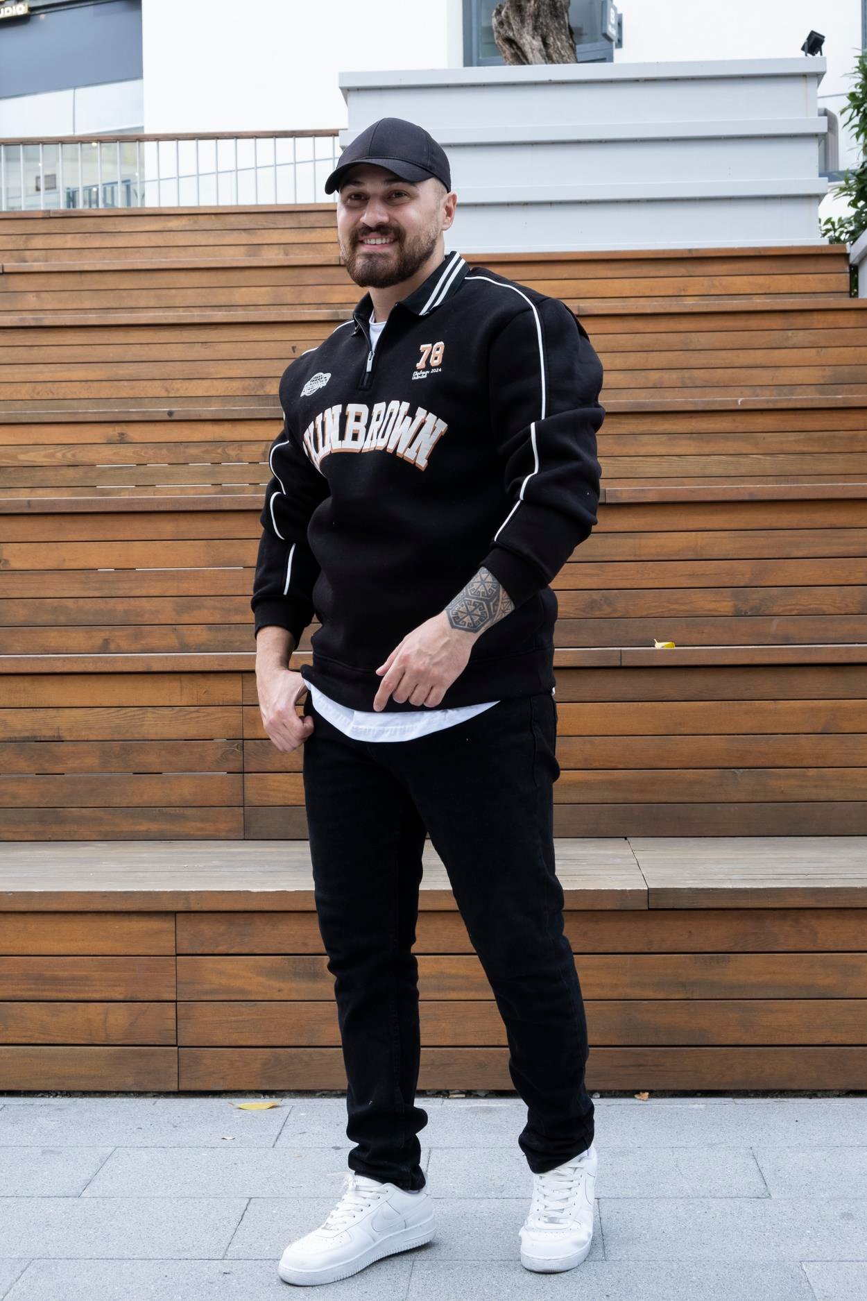Polo Yaka Baskılı Üç İplik Sweatshirt (SVTS25)