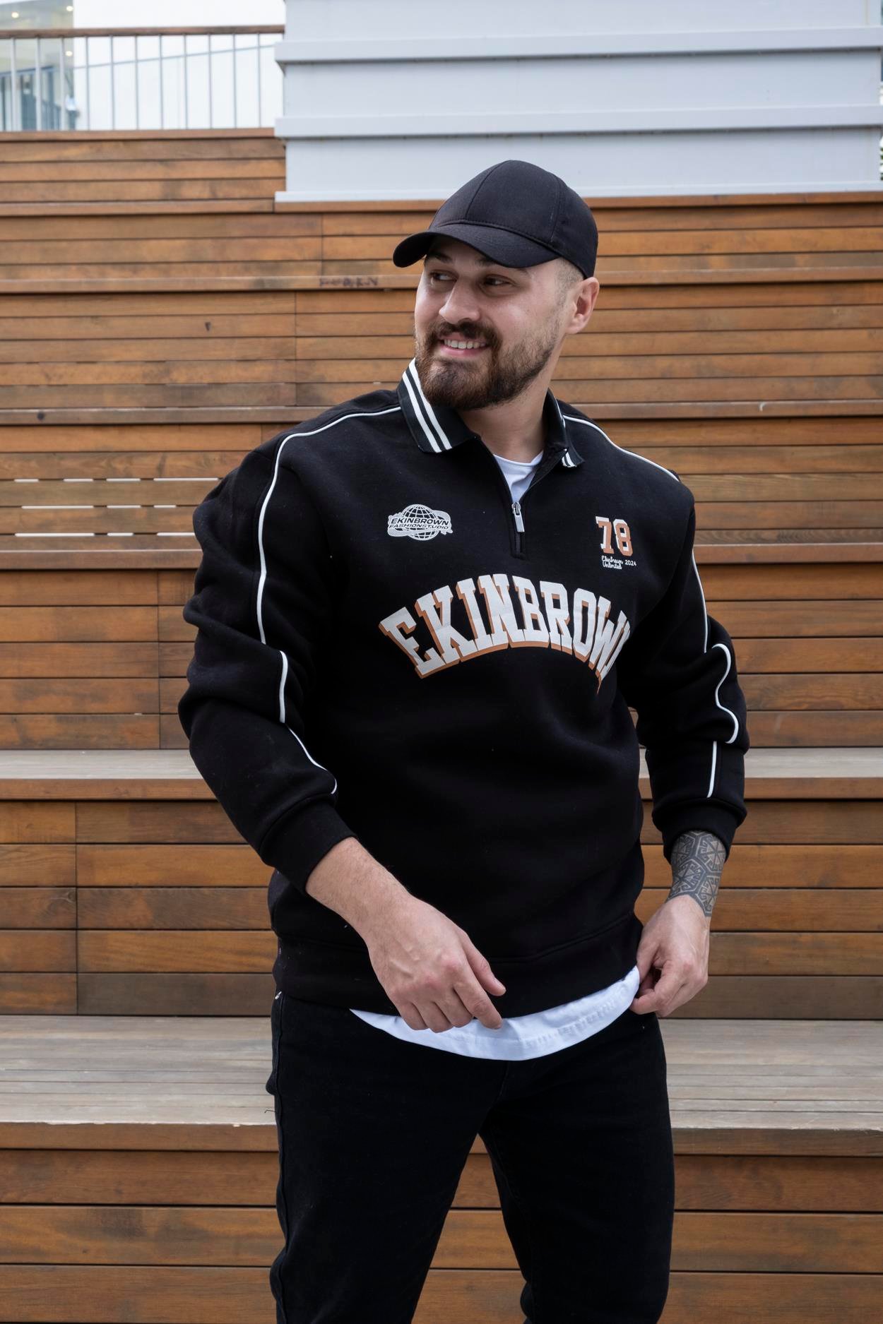 Polo Yaka Baskılı Üç İplik Sweatshirt (SVTS25)
