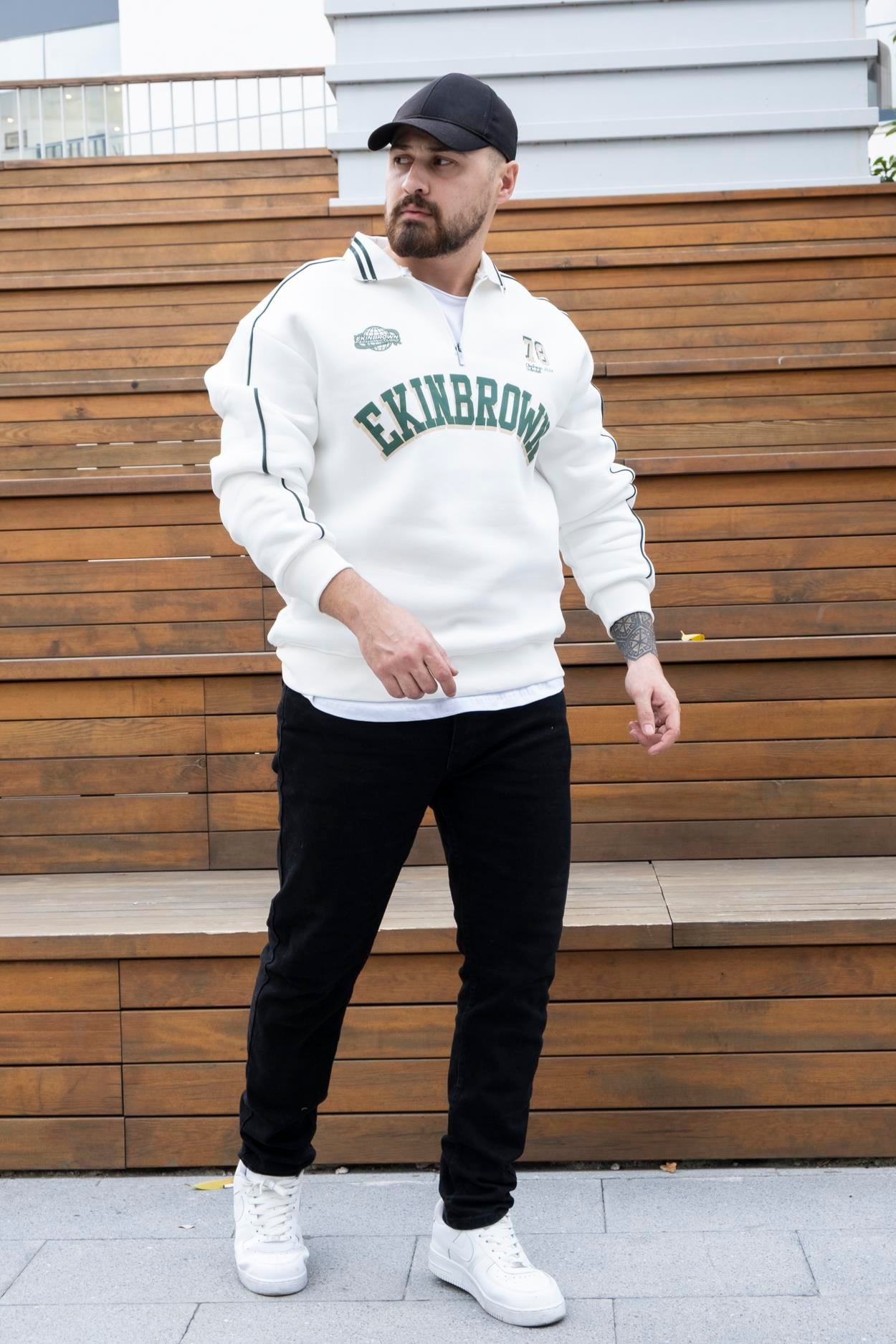 Polo Yaka Baskılı Üç İplik Sweatshirt (SVTB25)