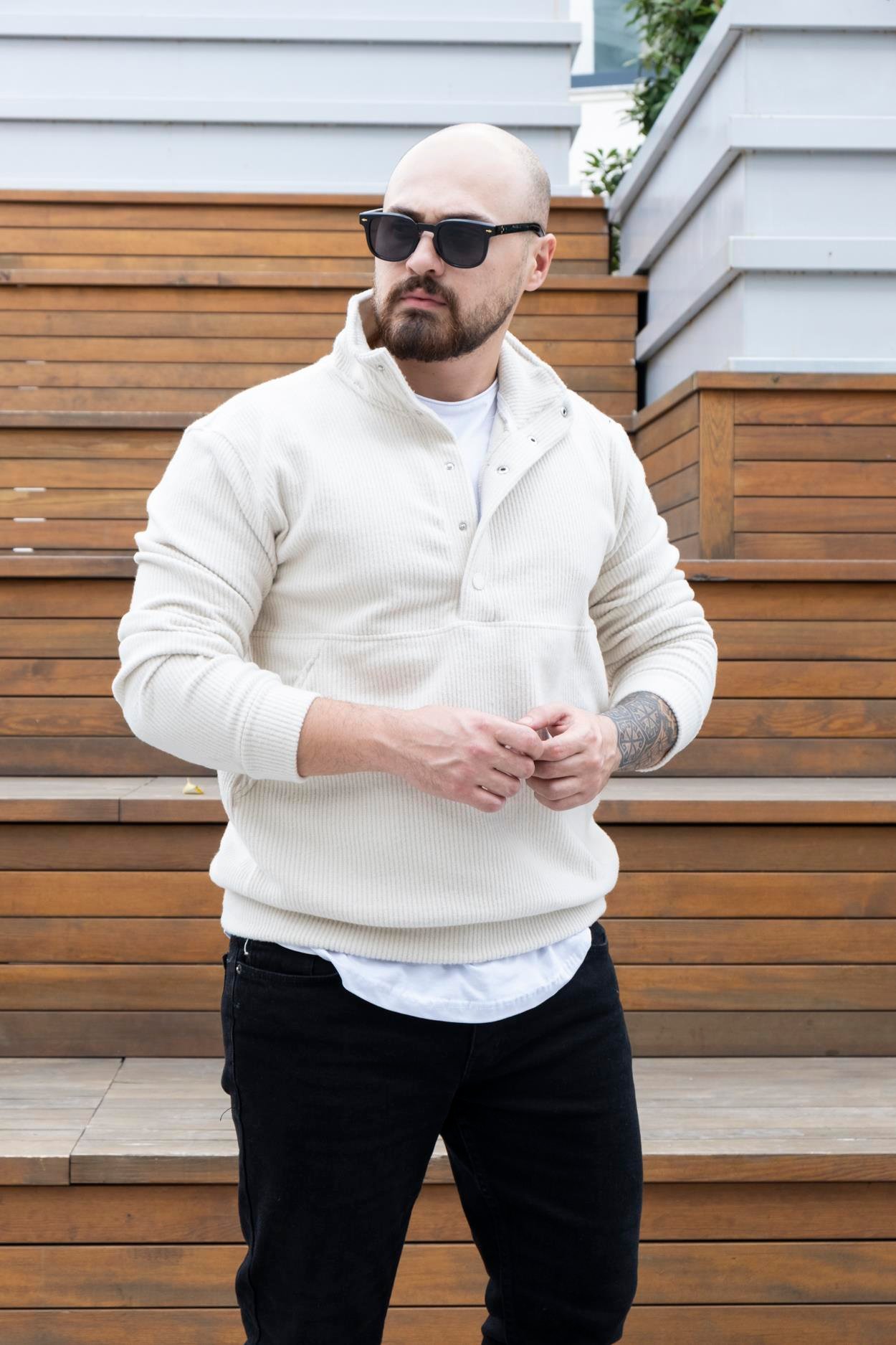 Polo Yaka Baskılı Üç İplik Sweatshirt (SVTK26)