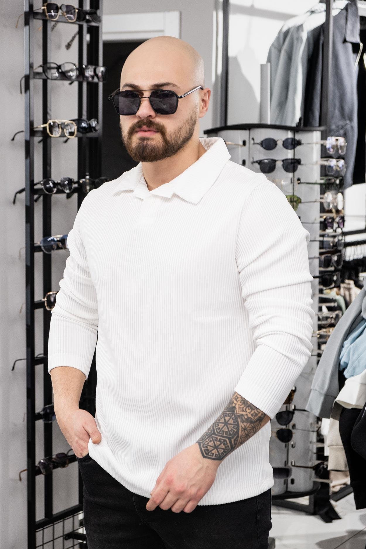 Polo Yaka Kendinden Desenli Sweat (K-SWTB27)