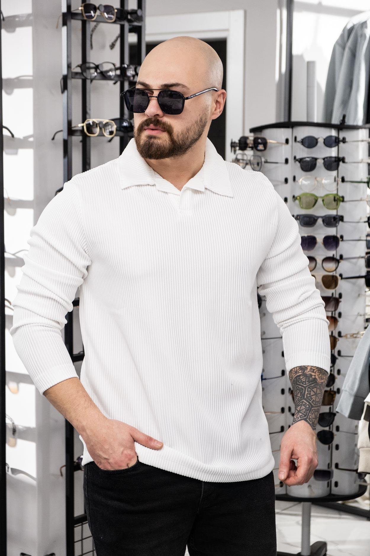 Polo Yaka Kendinden Desenli Sweat (K-SWTB27)