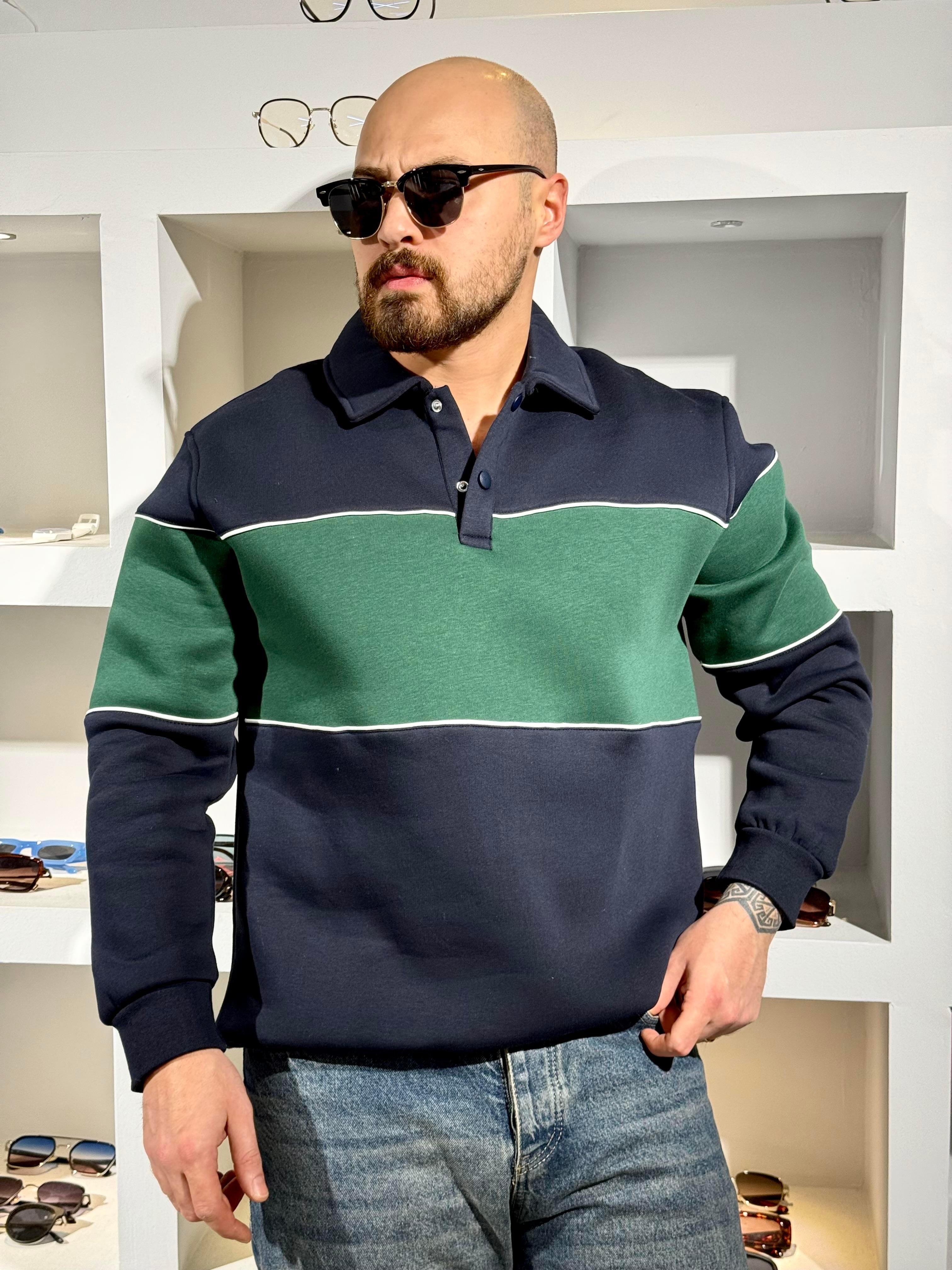 Polo Yaka Üç iplik Şardonlu Sweatshirt (SVTYL89)