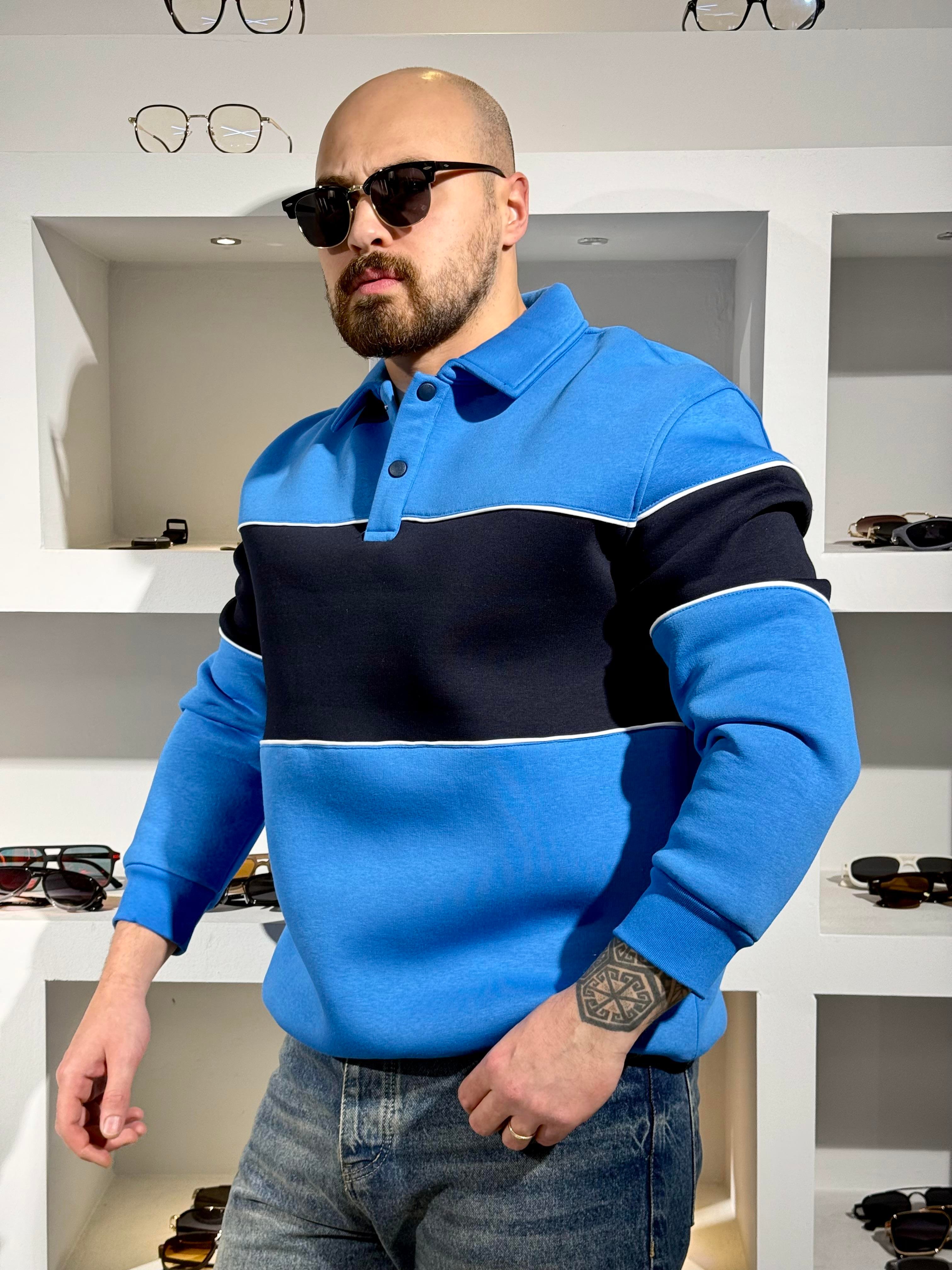 Polo Yaka Üç iplik Şardonlu Sweatshirt (SVTSM89)