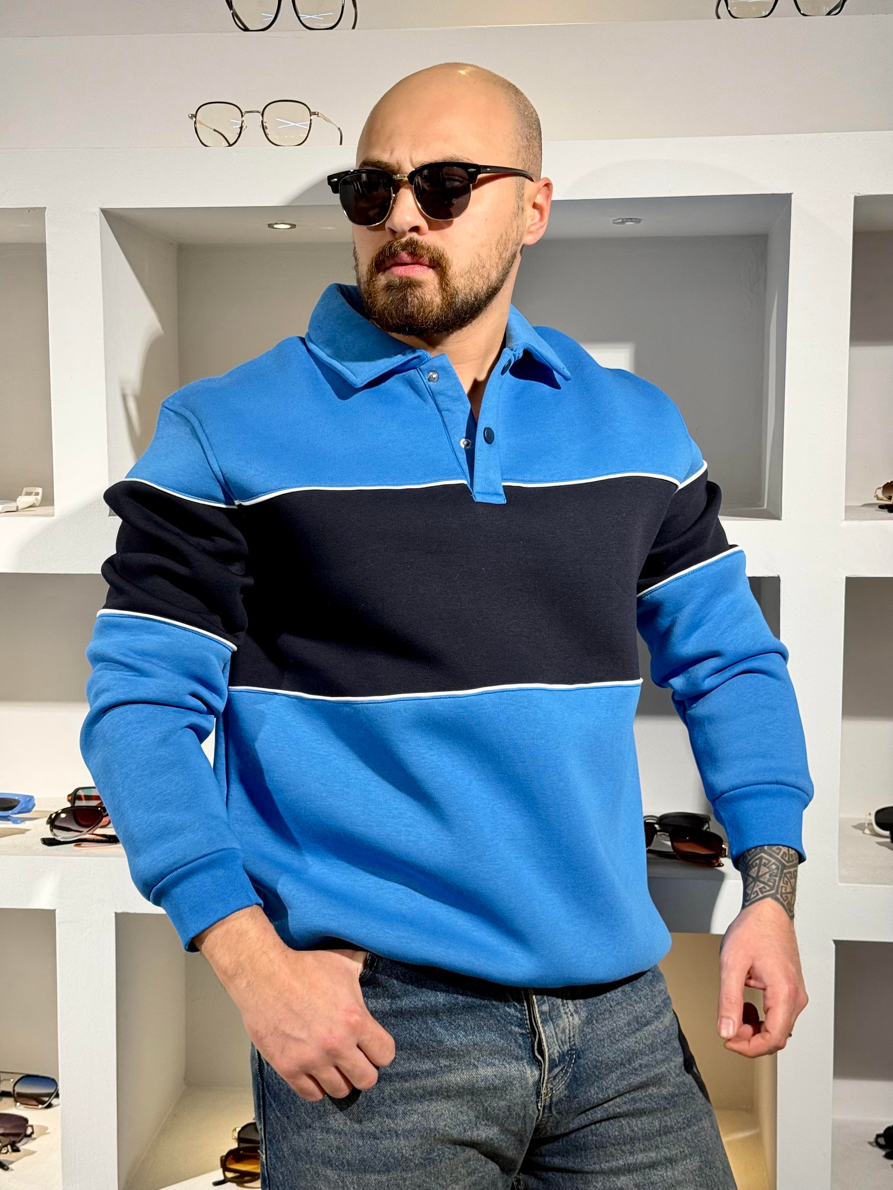 Polo Yaka Üç iplik Şardonlu Sweatshirt (SVTSM89)